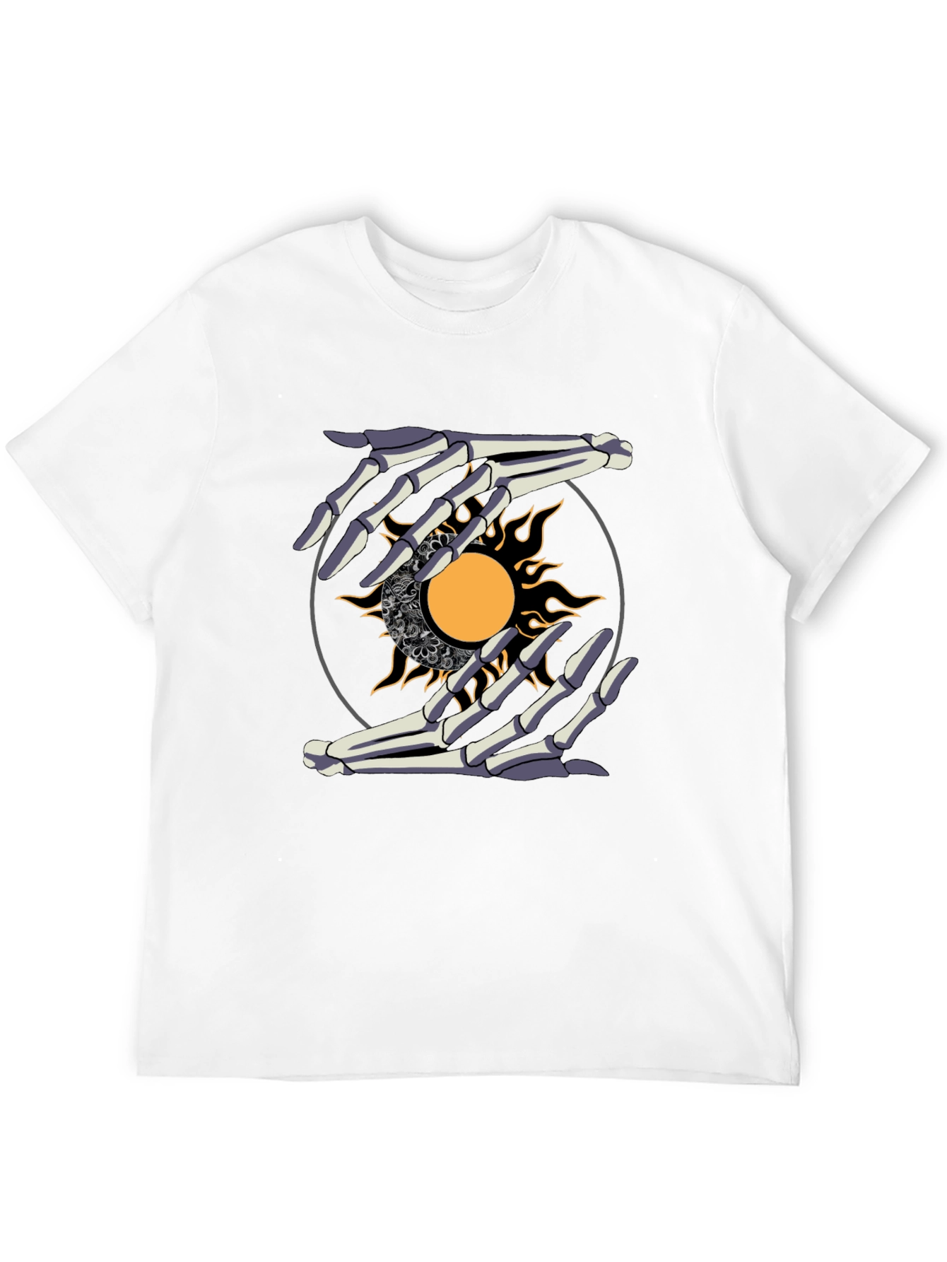 Skeleton Hands Sun Graphic Tee - Unique Unisex Shirt