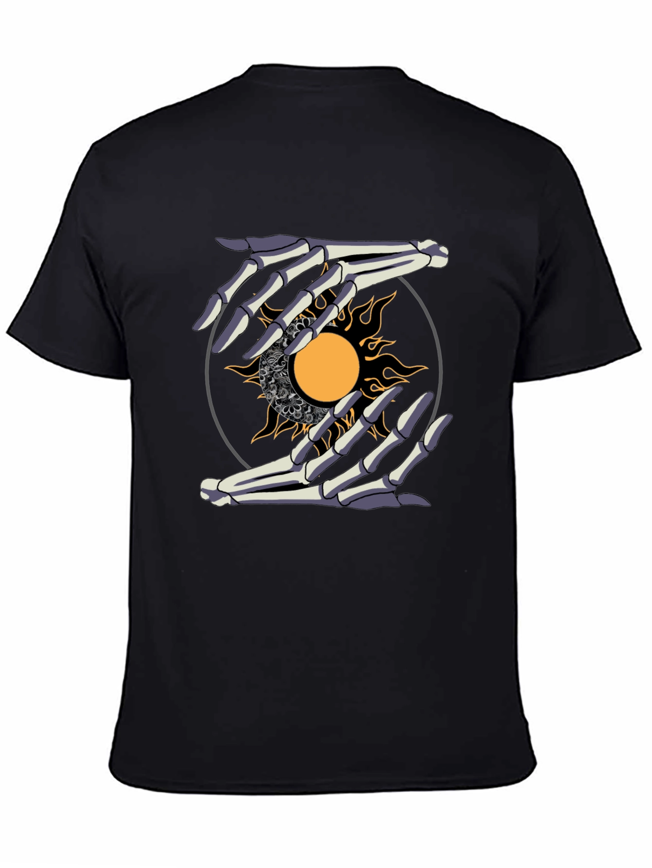 Skeleton Hands Sun Graphic Tee - Unique Unisex Shirt