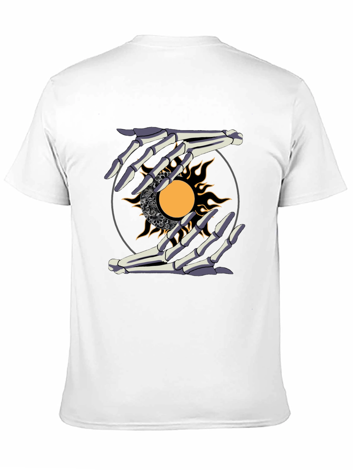 Skeleton Hands Sun Graphic Tee - Unique Unisex Shirt