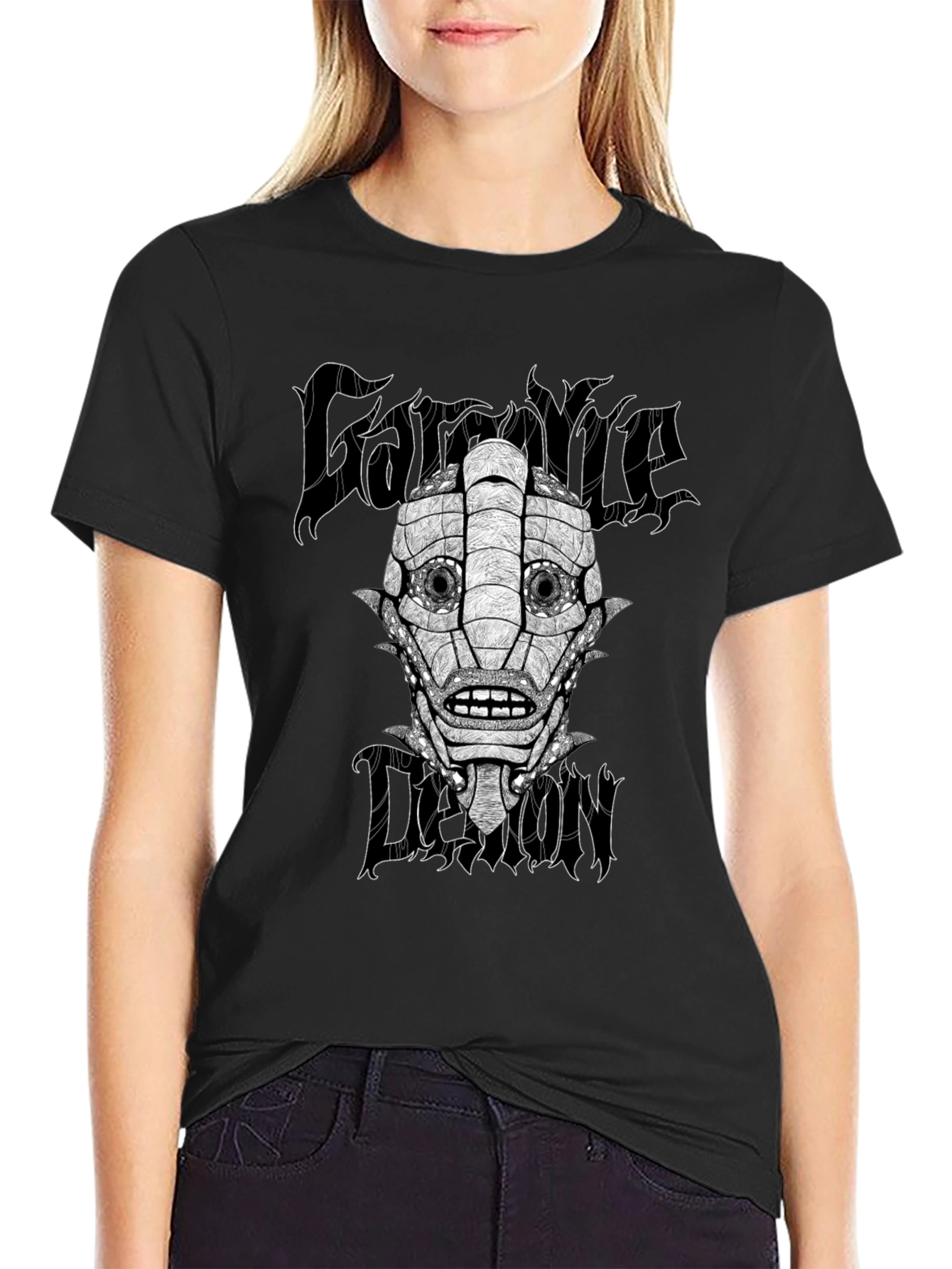 Gargoyle Demon Graphic Black T-Shirt