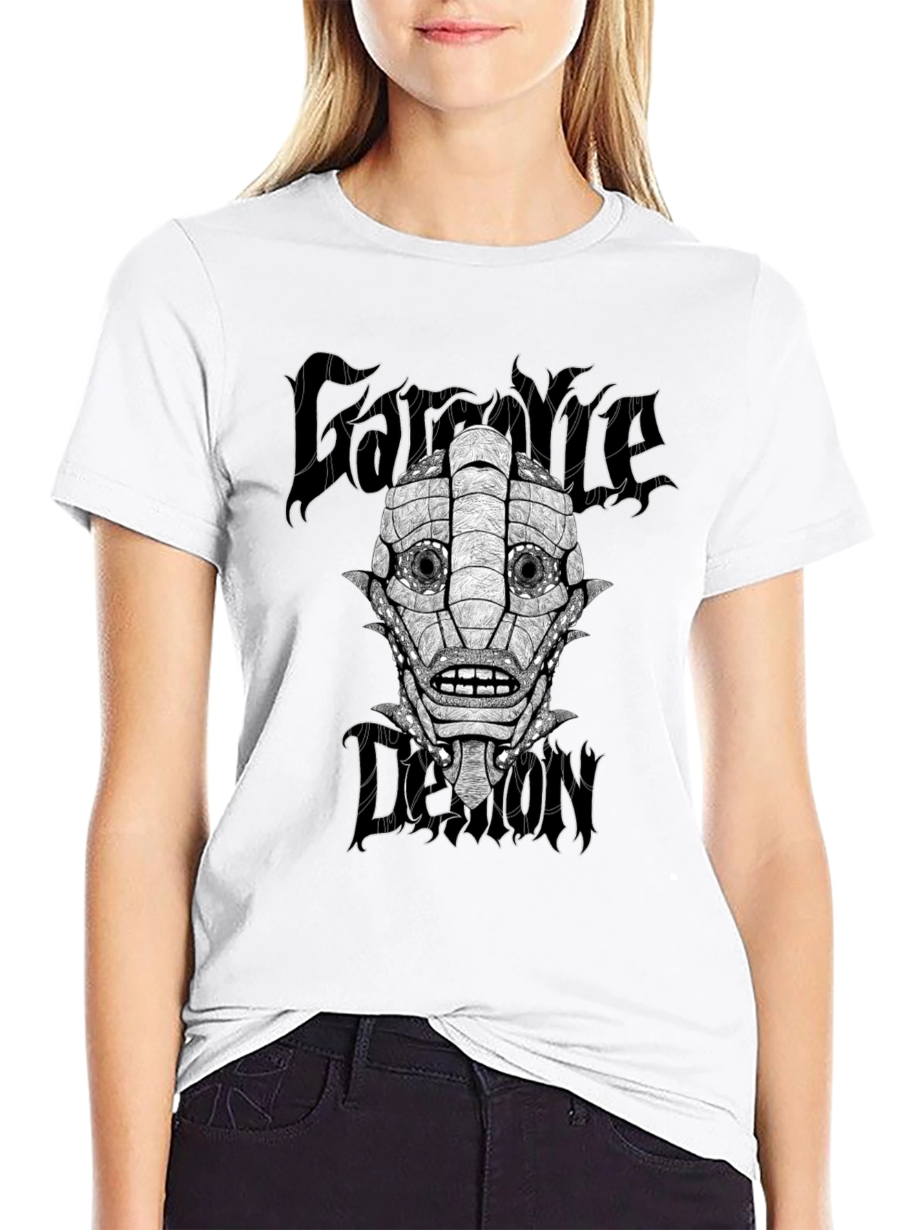 Gargoyle Demon Graphic Black T-Shirt