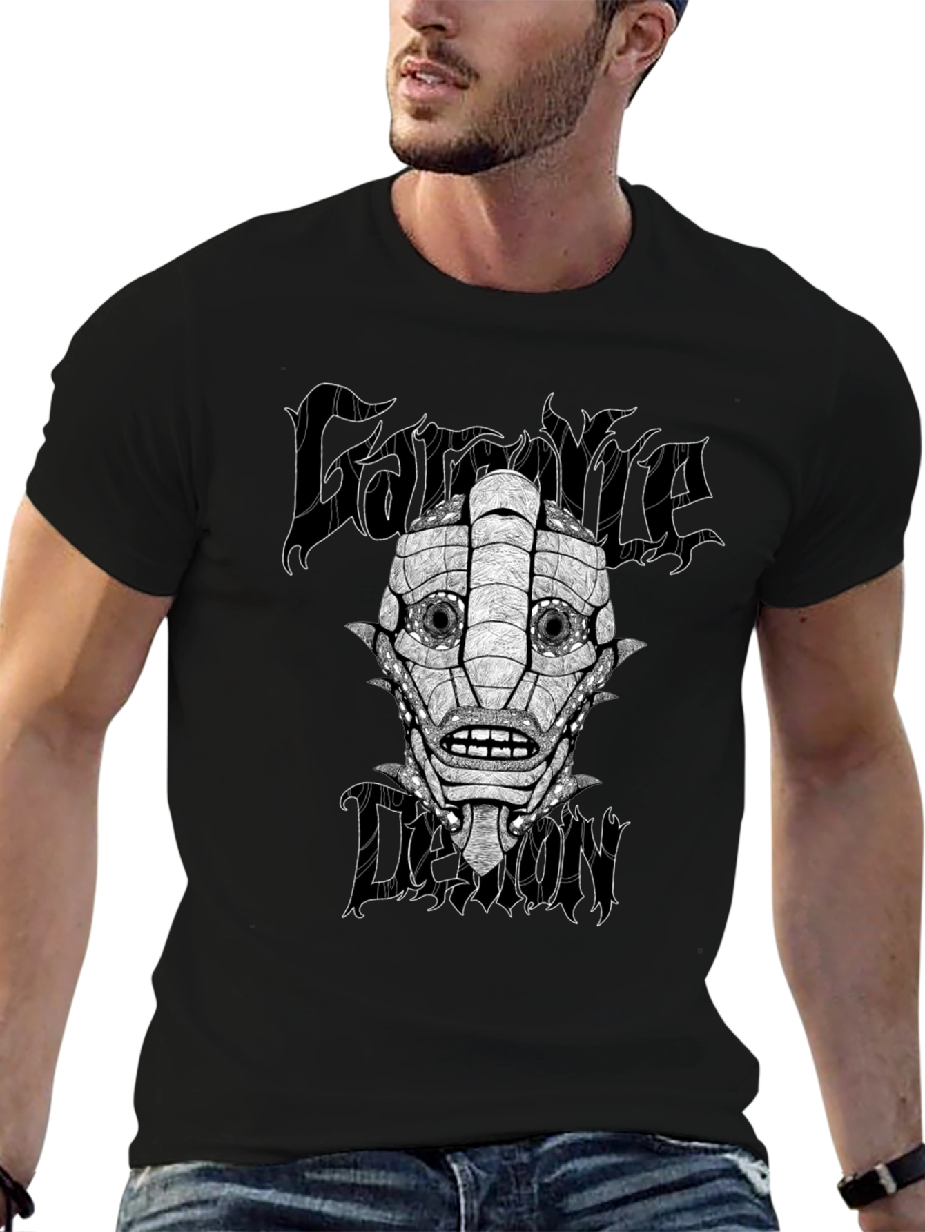 Gargoyle Demon Graphic Black T-Shirt