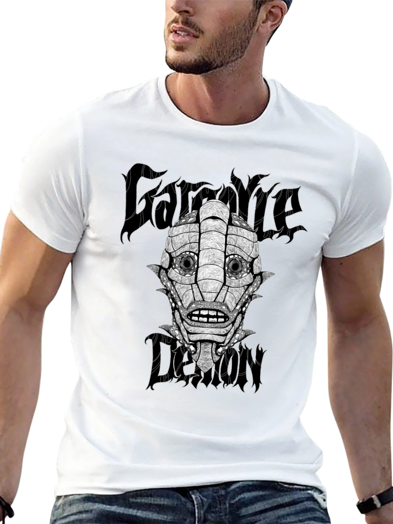 Gargoyle Demon Graphic Black T-Shirt