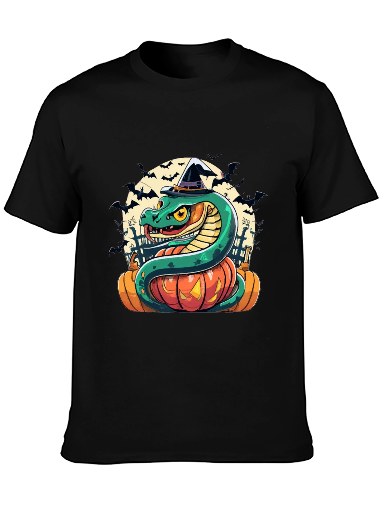 Halloween Snake Pumpkin Witch Hat T-Shirt