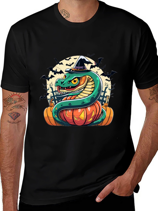 Halloween Snake Pumpkin Witch Hat T-Shirt