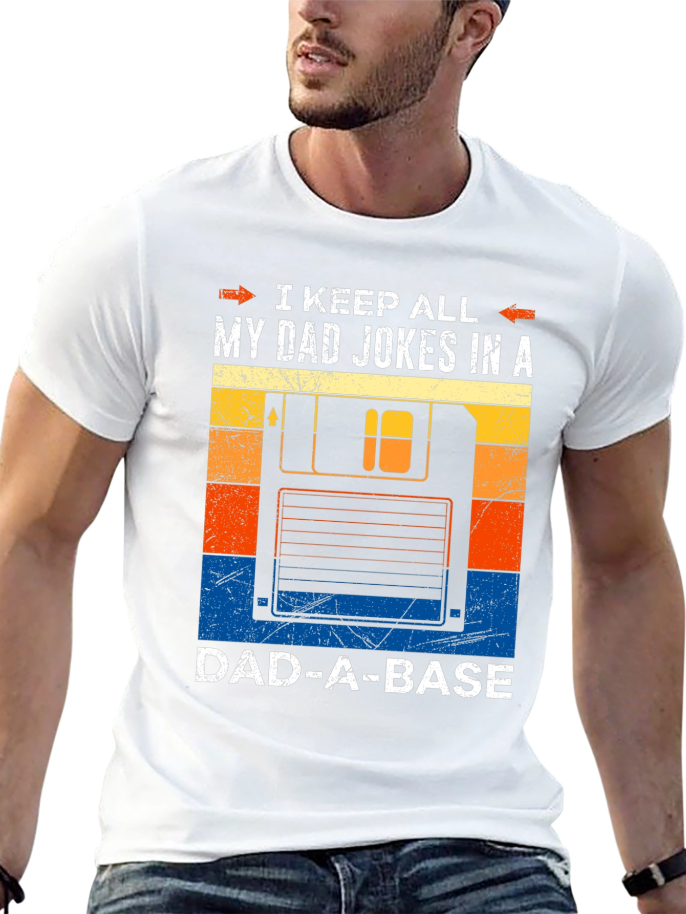 Dad Jokes T-Shirt - Dad-A-Base Floppy Disk Pun Tee