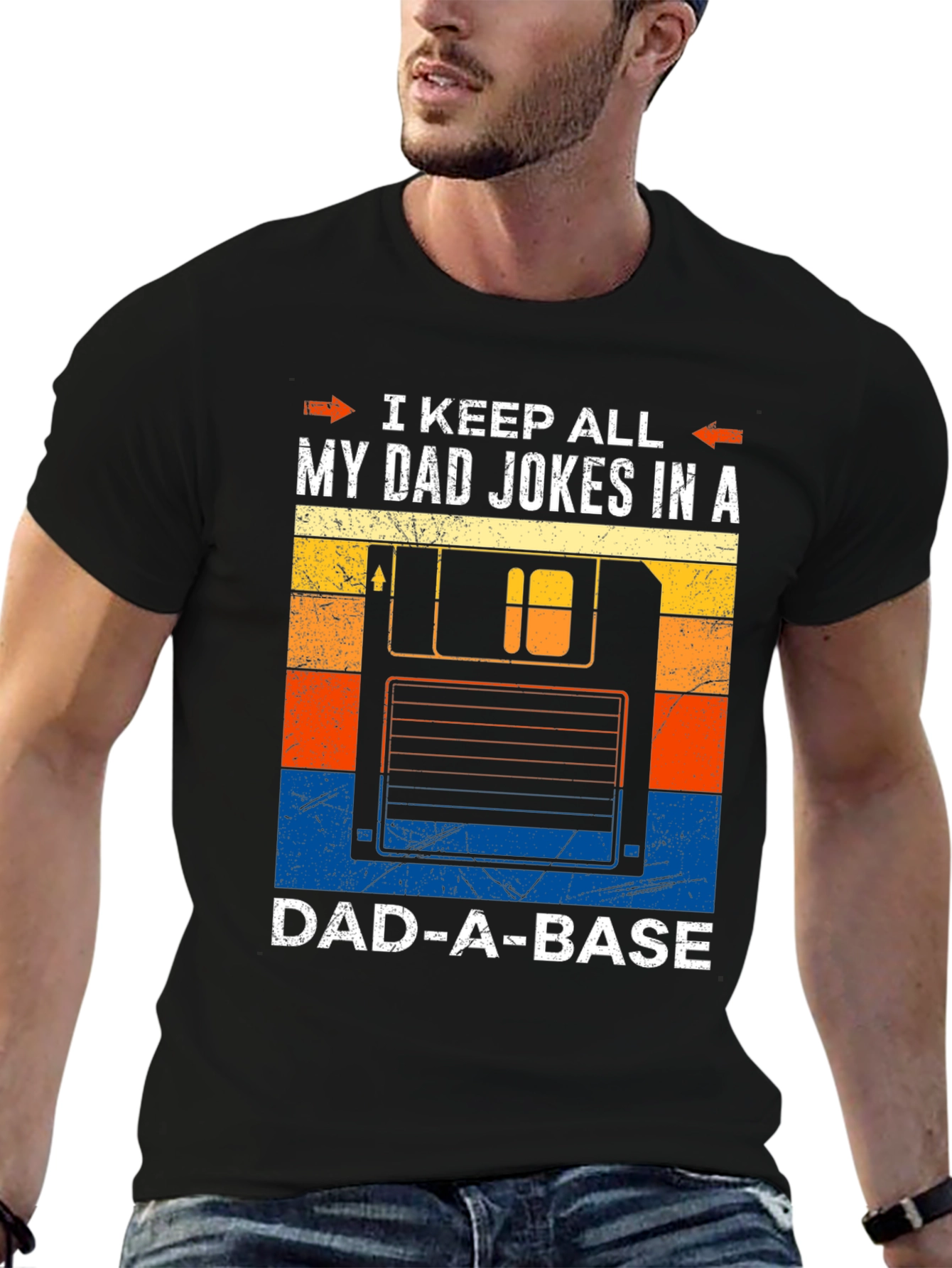 Dad Jokes T-Shirt - Dad-A-Base Floppy Disk Pun Tee