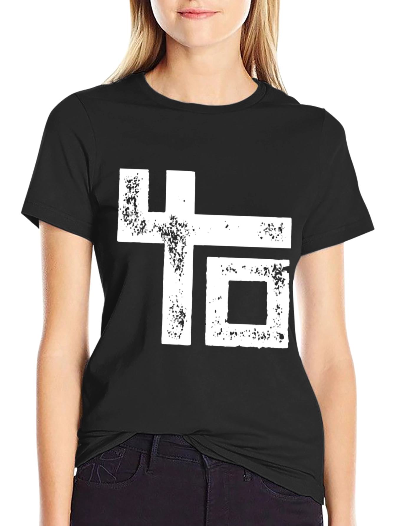 Abstract Graphic Print Black Crew Neck T-Shirt