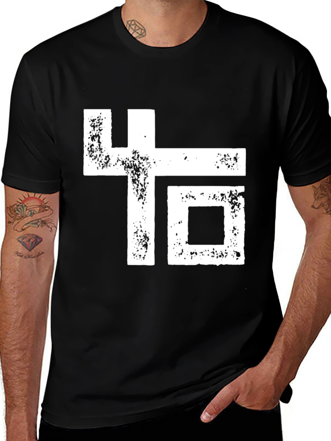 Abstract Graphic Print Black Crew Neck T-Shirt