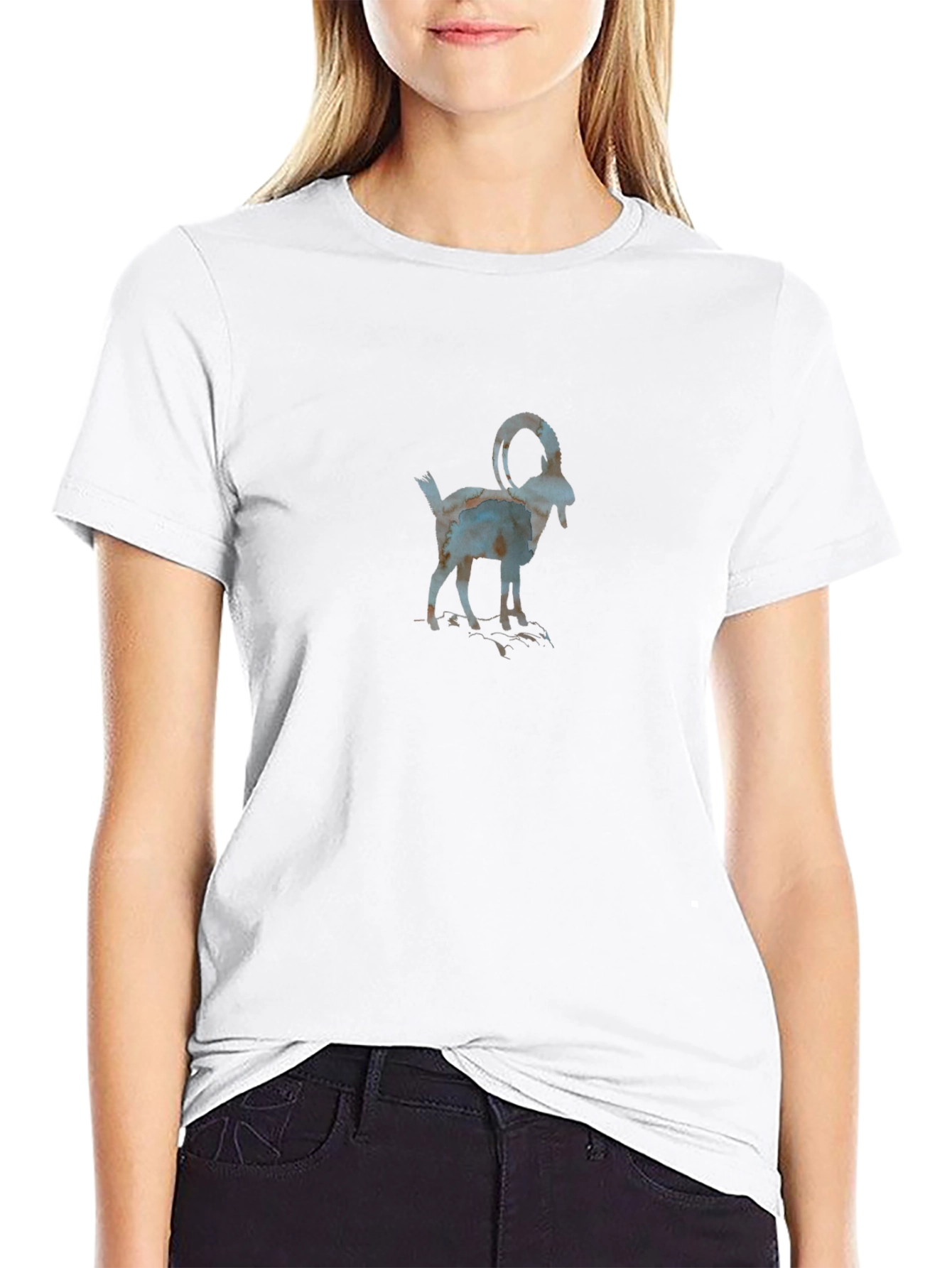 Black T-Shirt with Goat Graphic