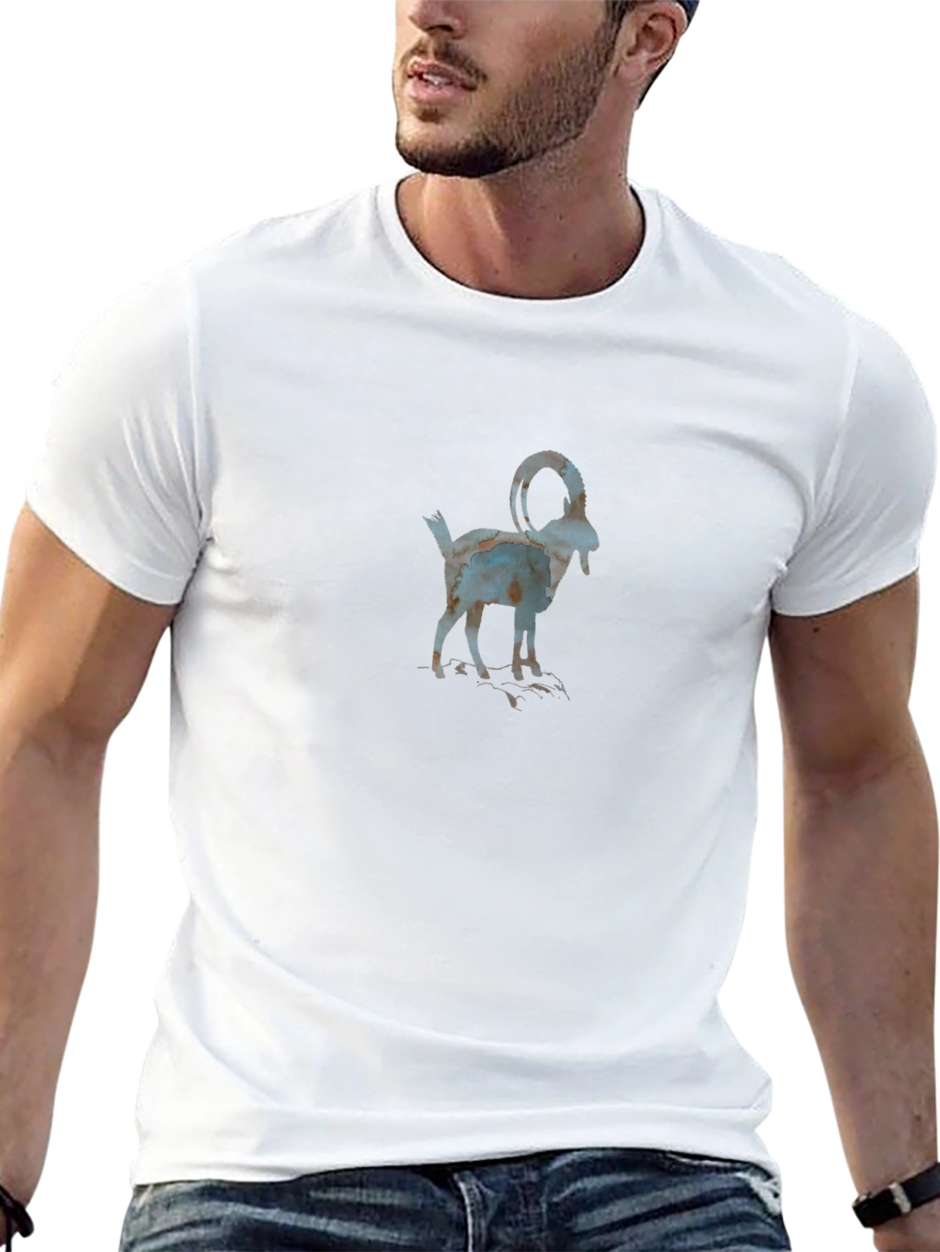 Black T-Shirt with Goat Graphic