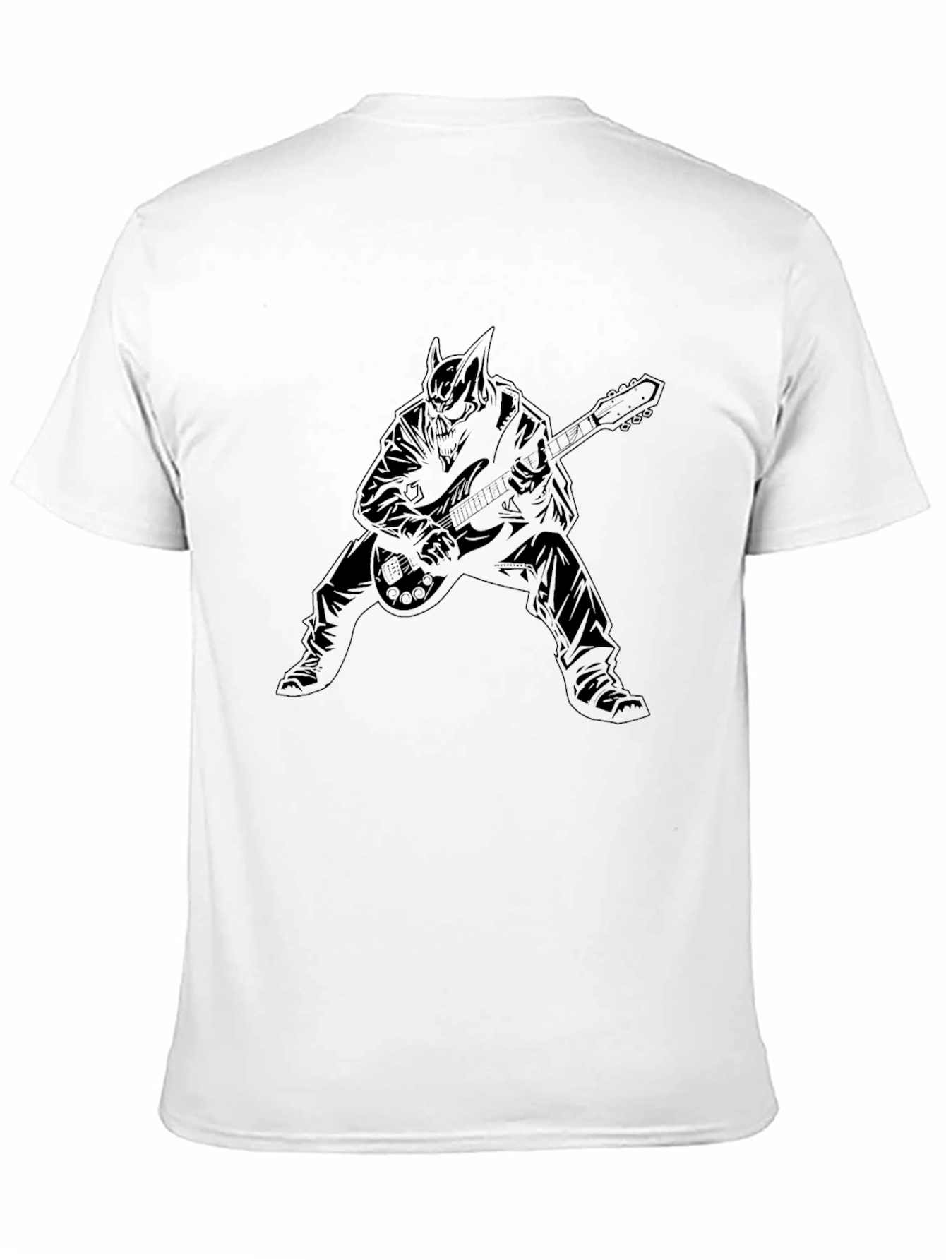 Guitar Playing Character Graphic Black T-Shirt