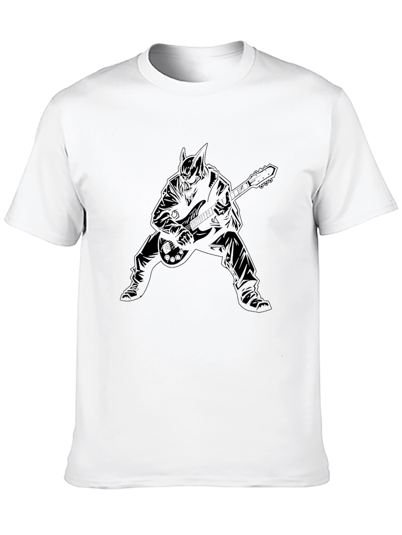 Guitar Playing Character Graphic Black T-Shirt