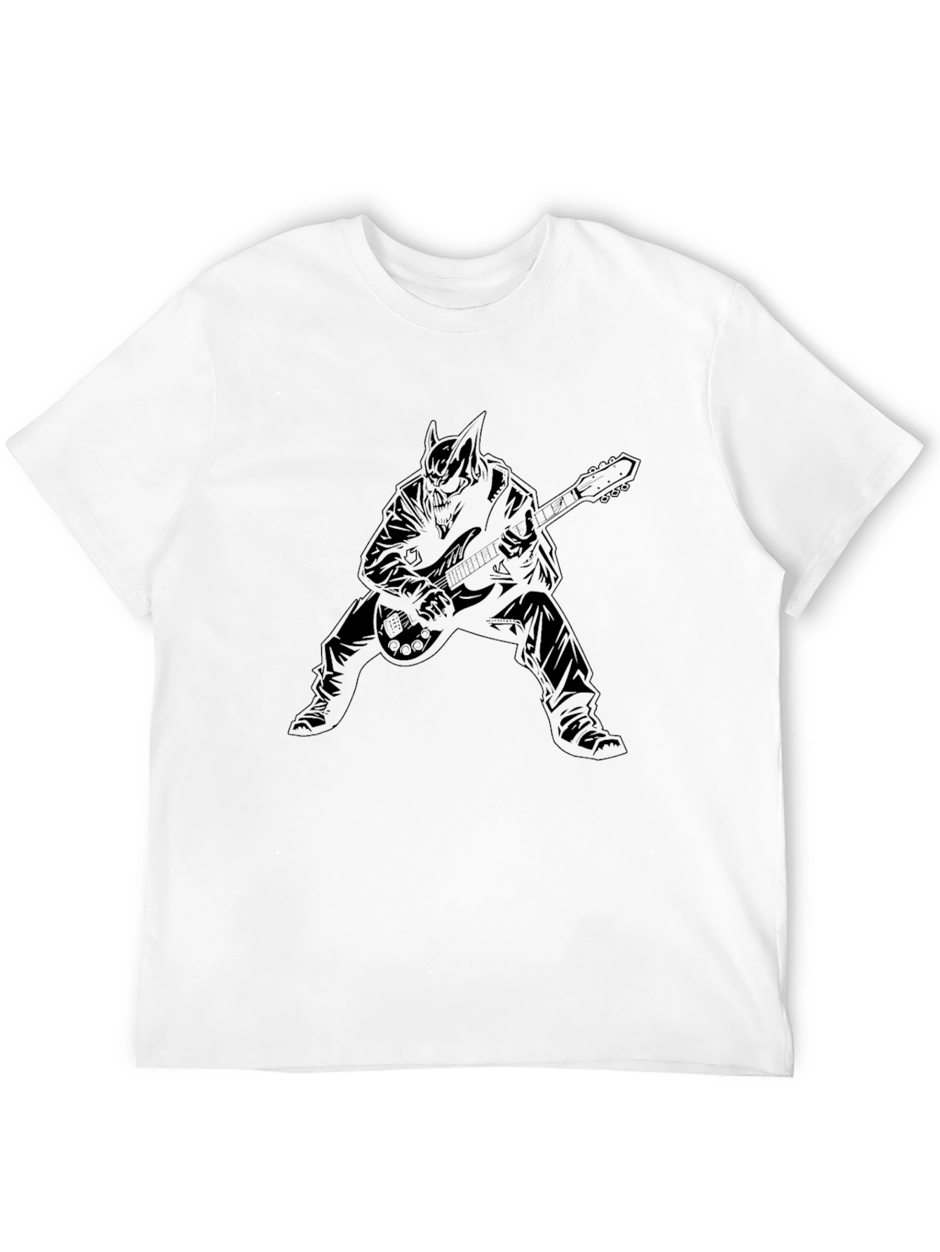 Guitar Playing Character Graphic Black T-Shirt