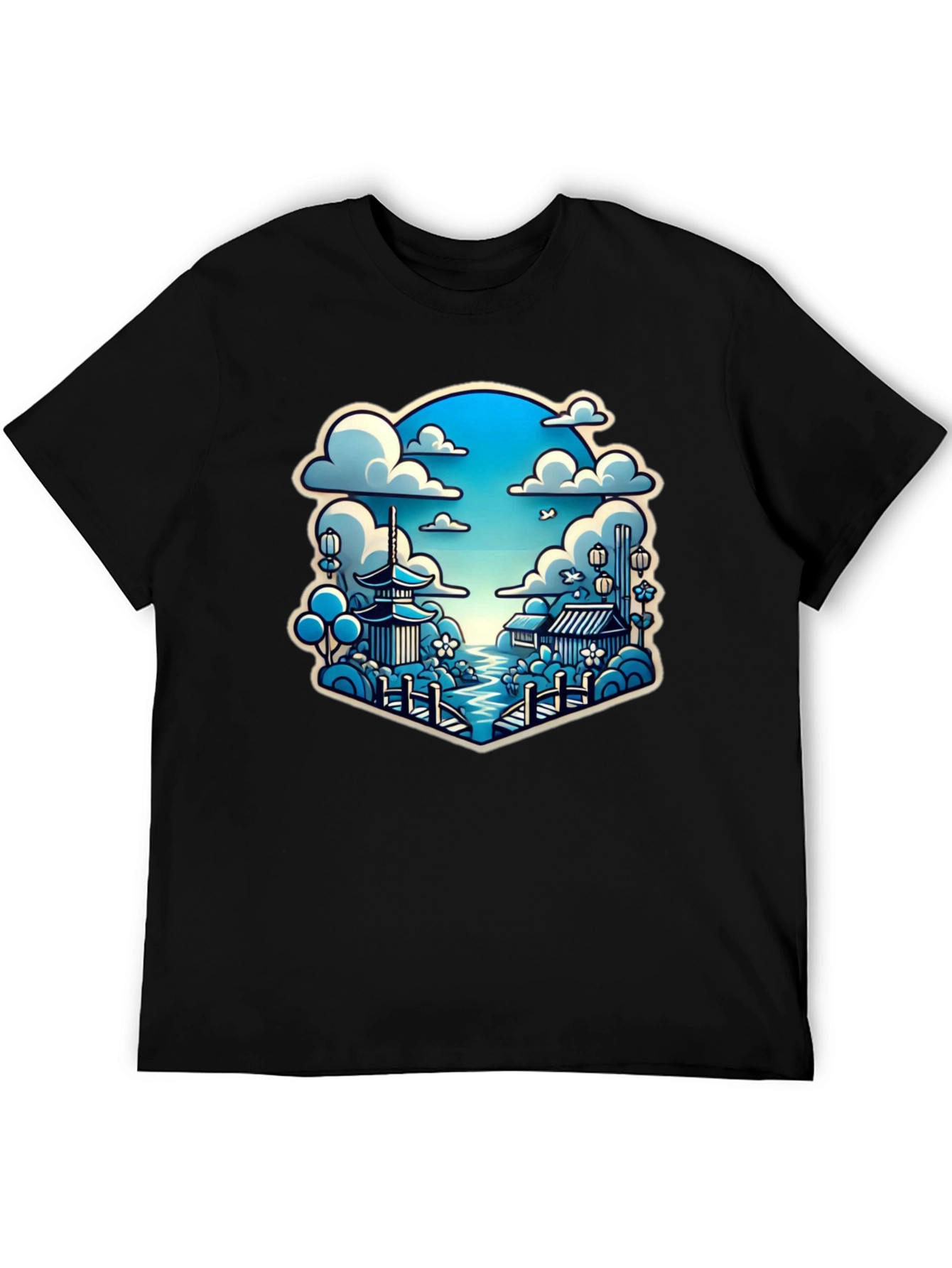 Japanese Scene Graphic Tee - Black