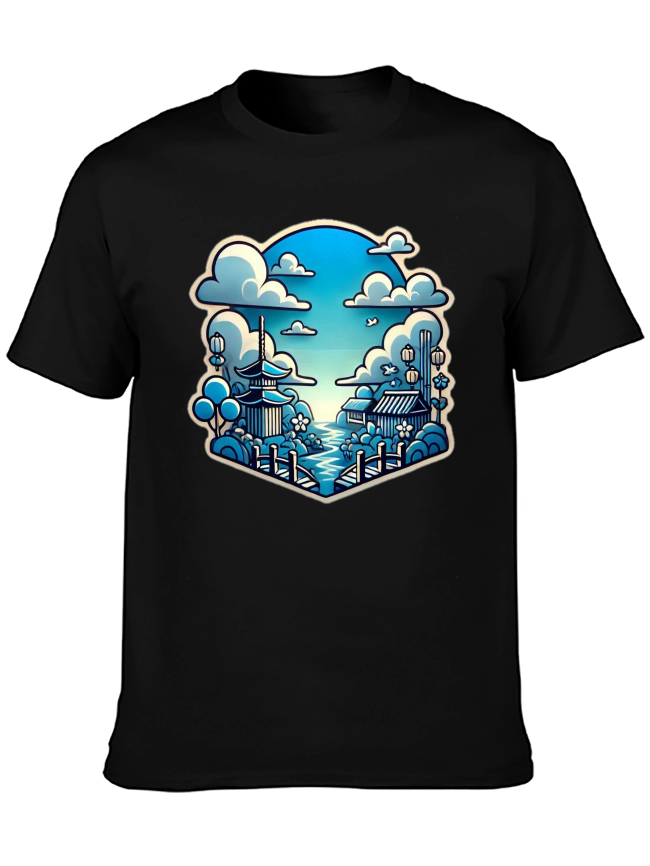 Japanese Scene Graphic Tee - Black