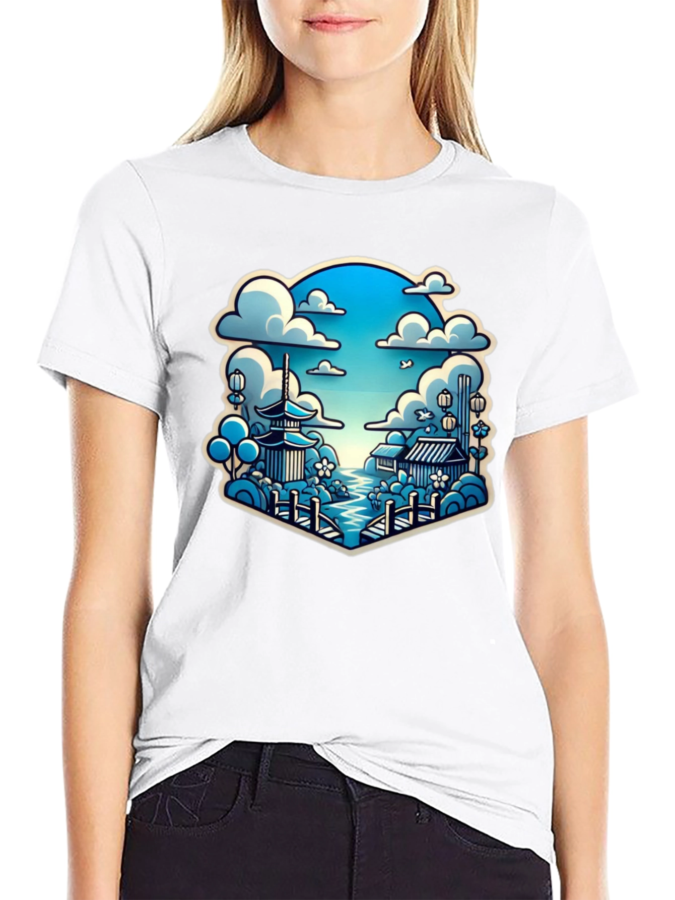 Japanese Scene Graphic Tee - Black