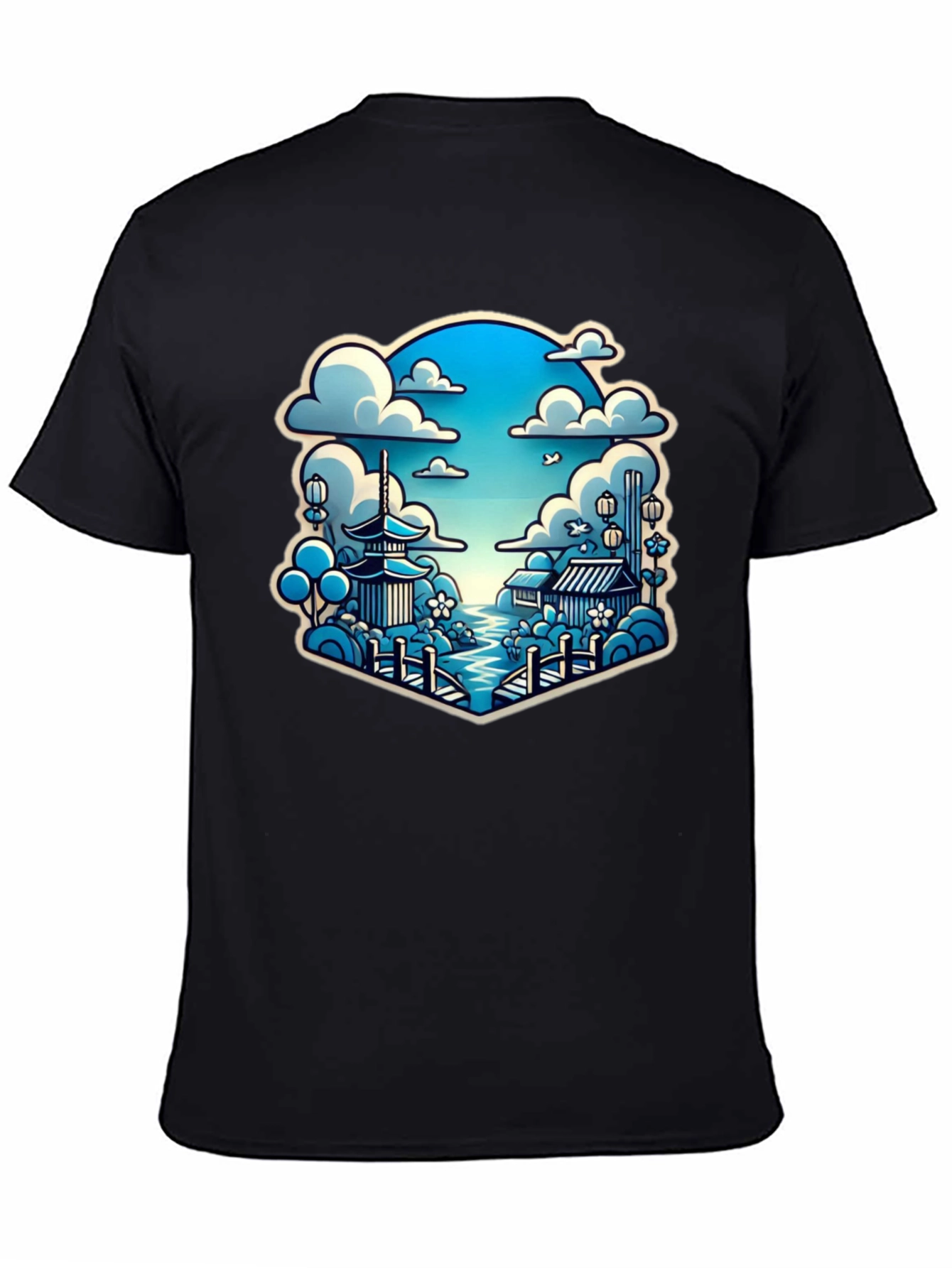 Japanese Scene Graphic Tee - Black