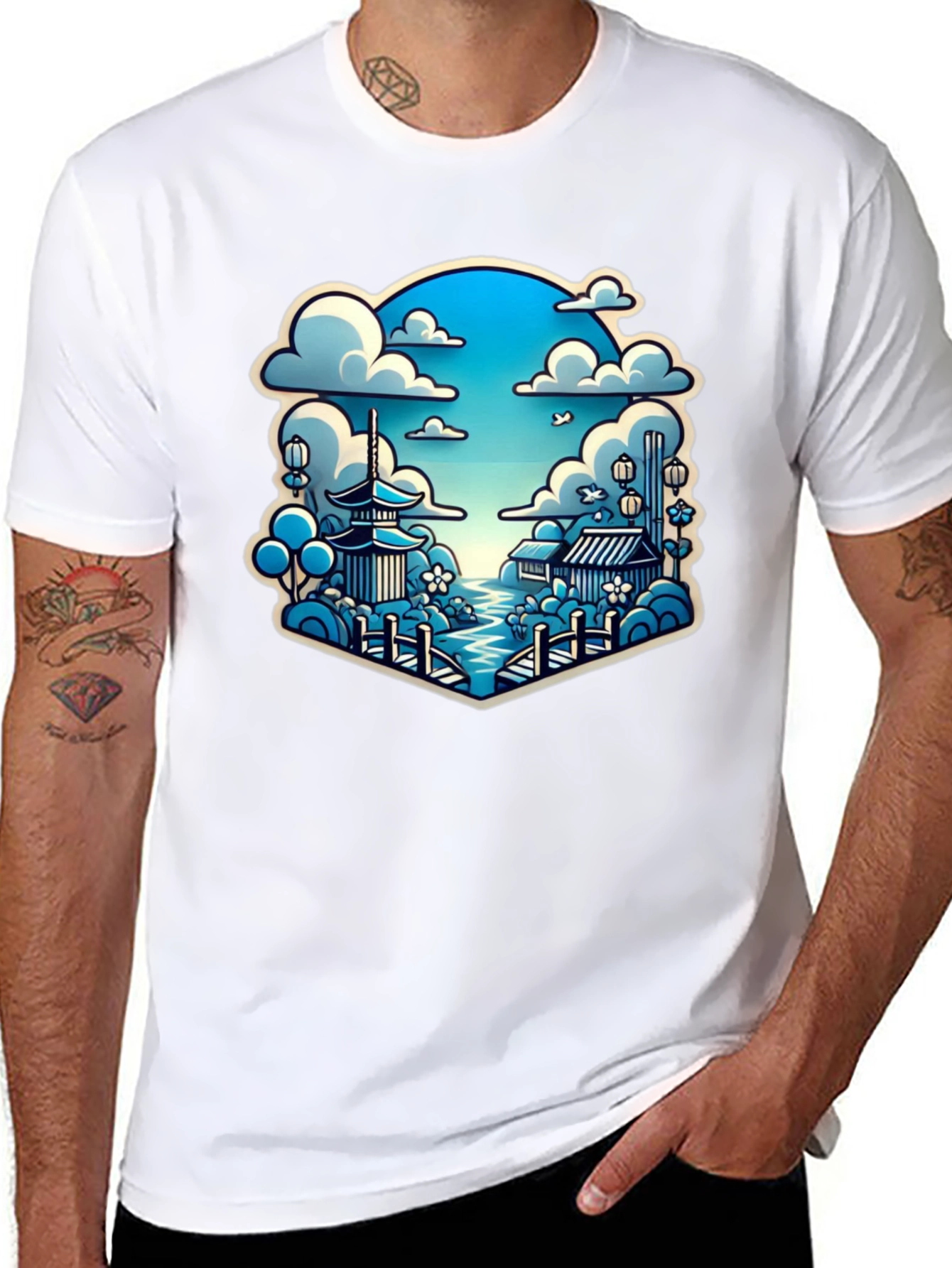 Japanese Scene Graphic Tee - Black