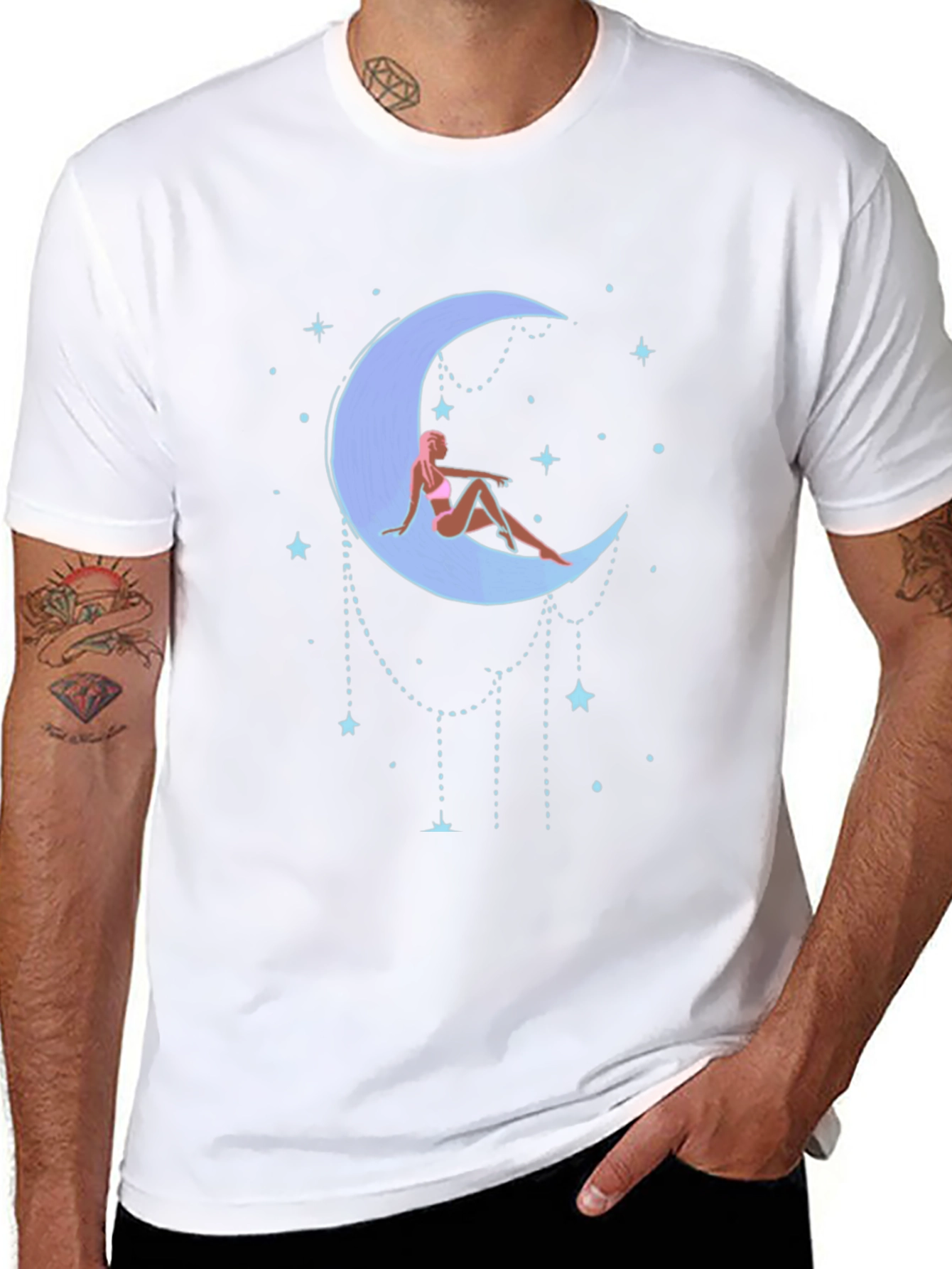 Moon Goddess Graphic Tee - Black Cotton T-Shirt