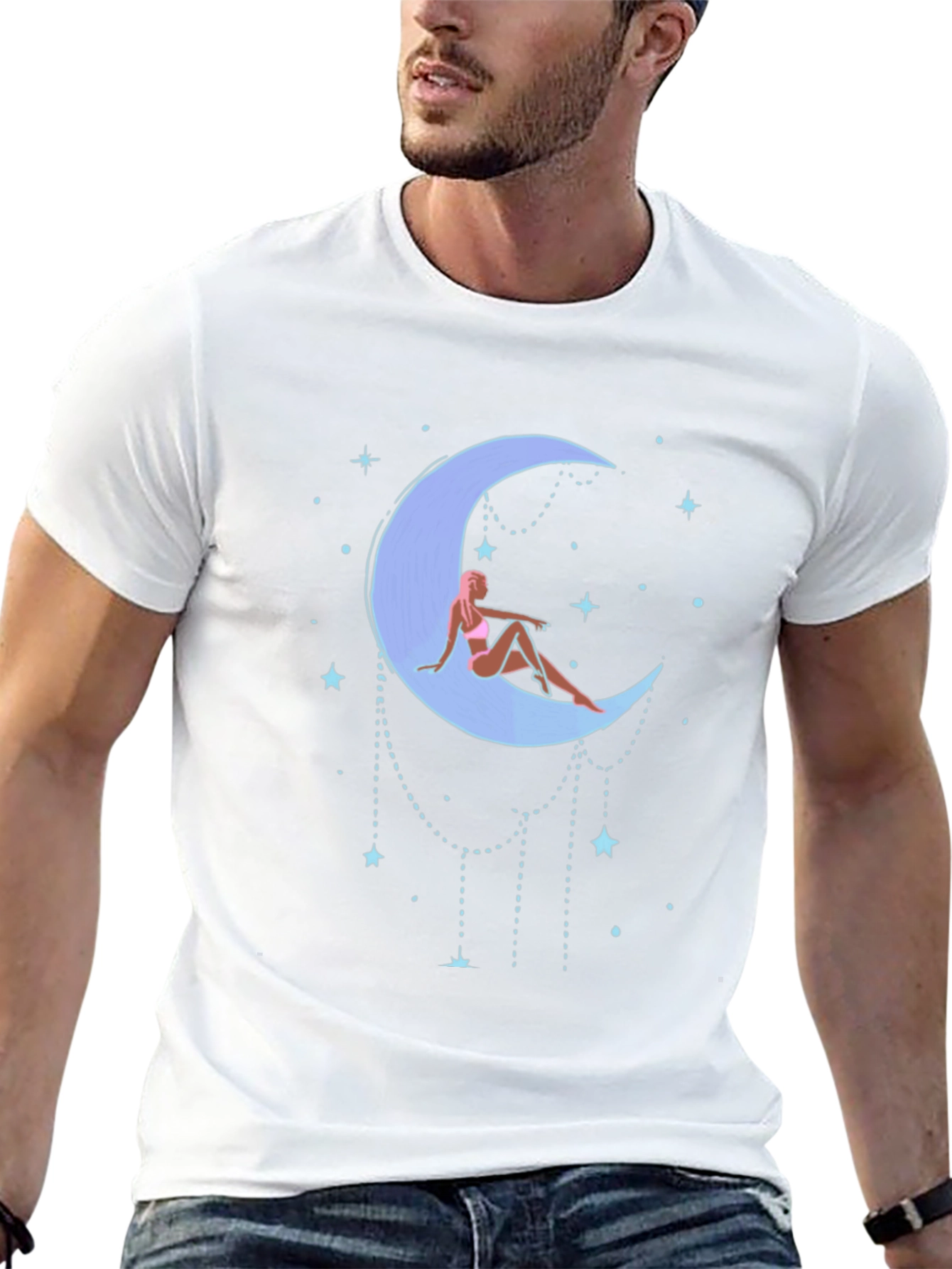 Moon Goddess Graphic Tee - Black Cotton T-Shirt