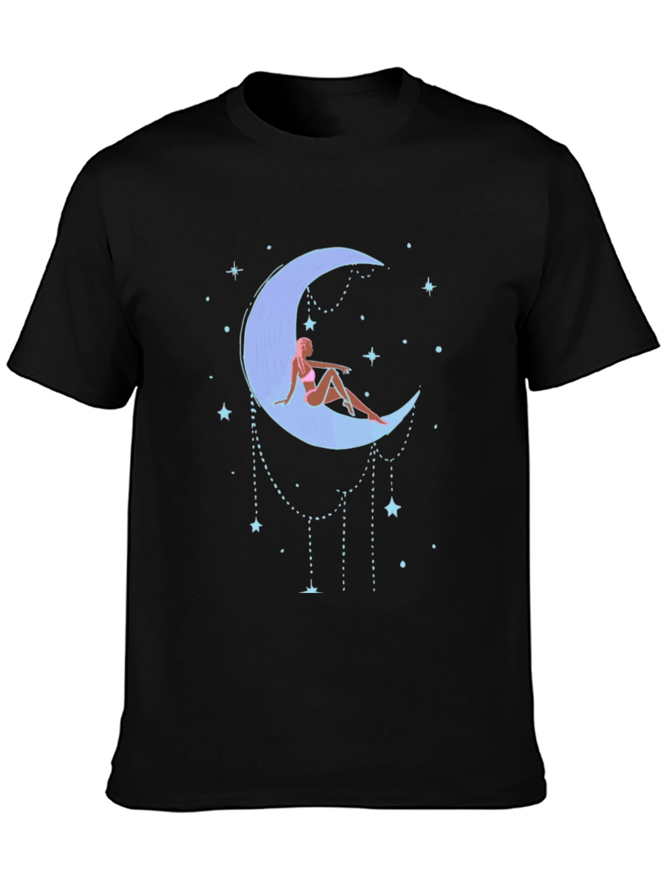 Moon Goddess Graphic Tee - Black Cotton T-Shirt