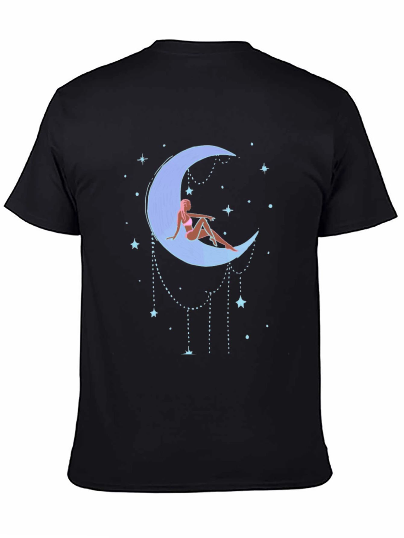Moon Goddess Graphic Tee - Black Cotton T-Shirt