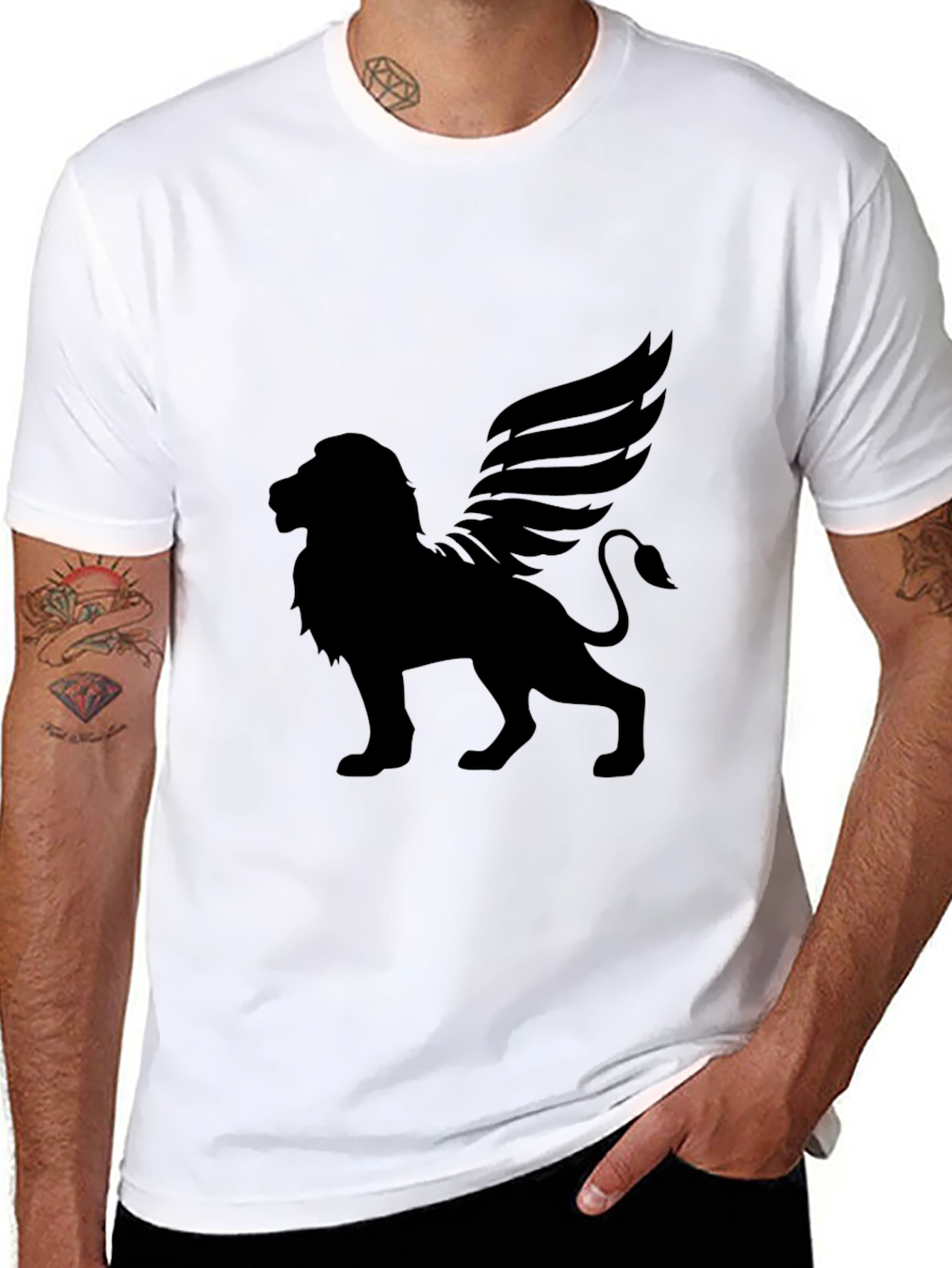 Winged Lion Black T-Shirt - Unique Graphic Tee
