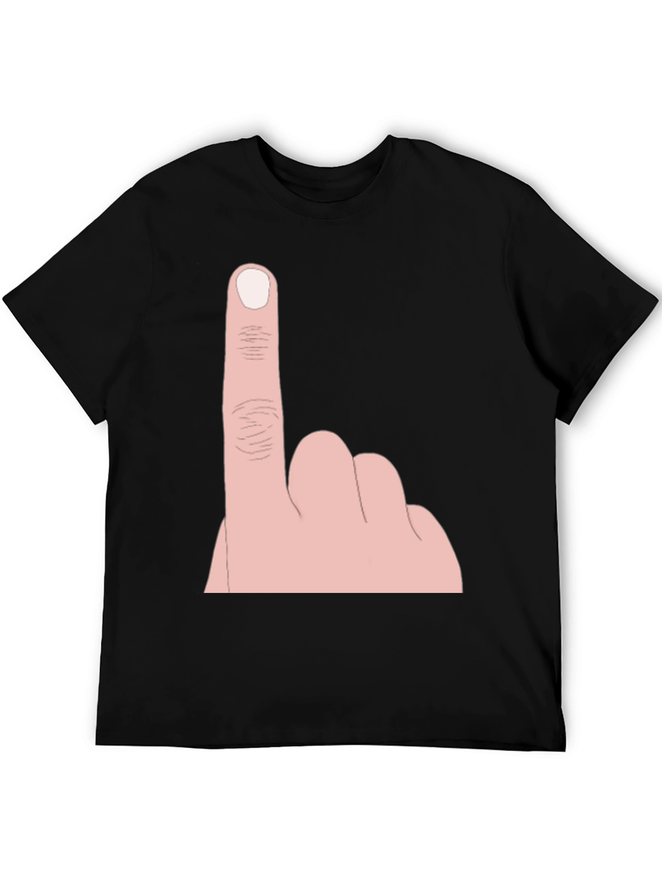 Funny Number One Hand Gesture Graphic Tee - Black