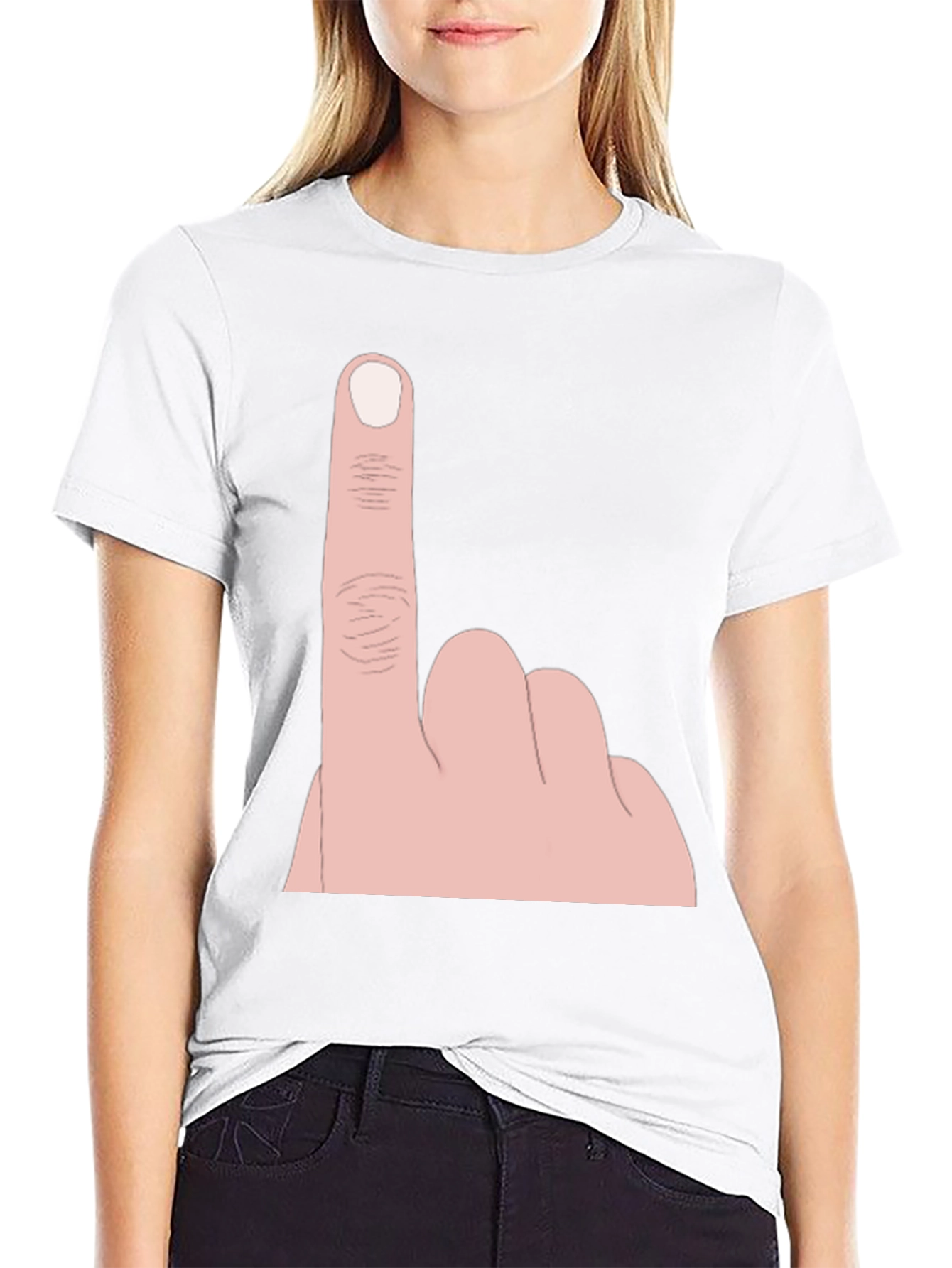 Funny Number One Hand Gesture Graphic Tee - Black