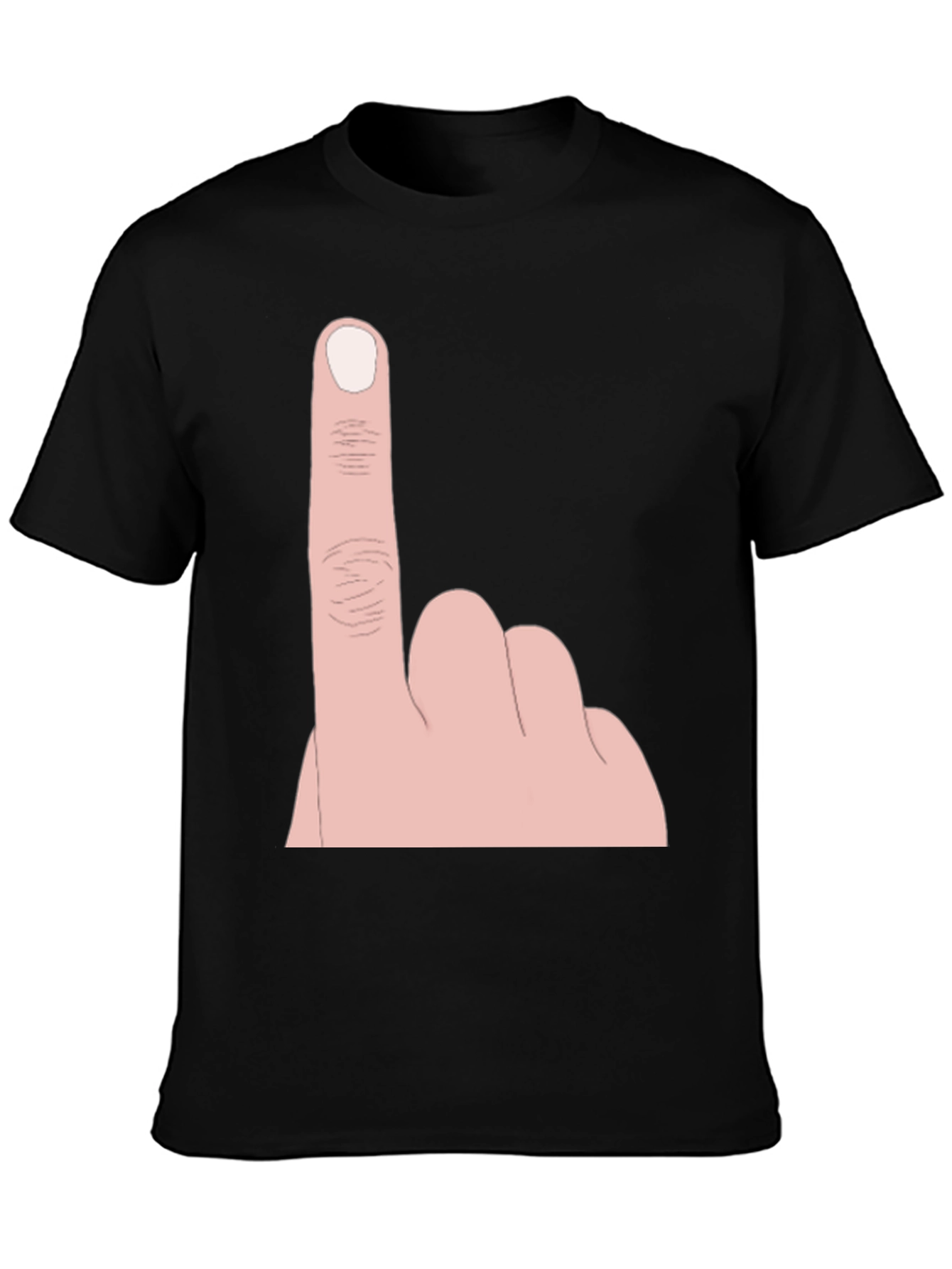 Funny Number One Hand Gesture Graphic Tee - Black