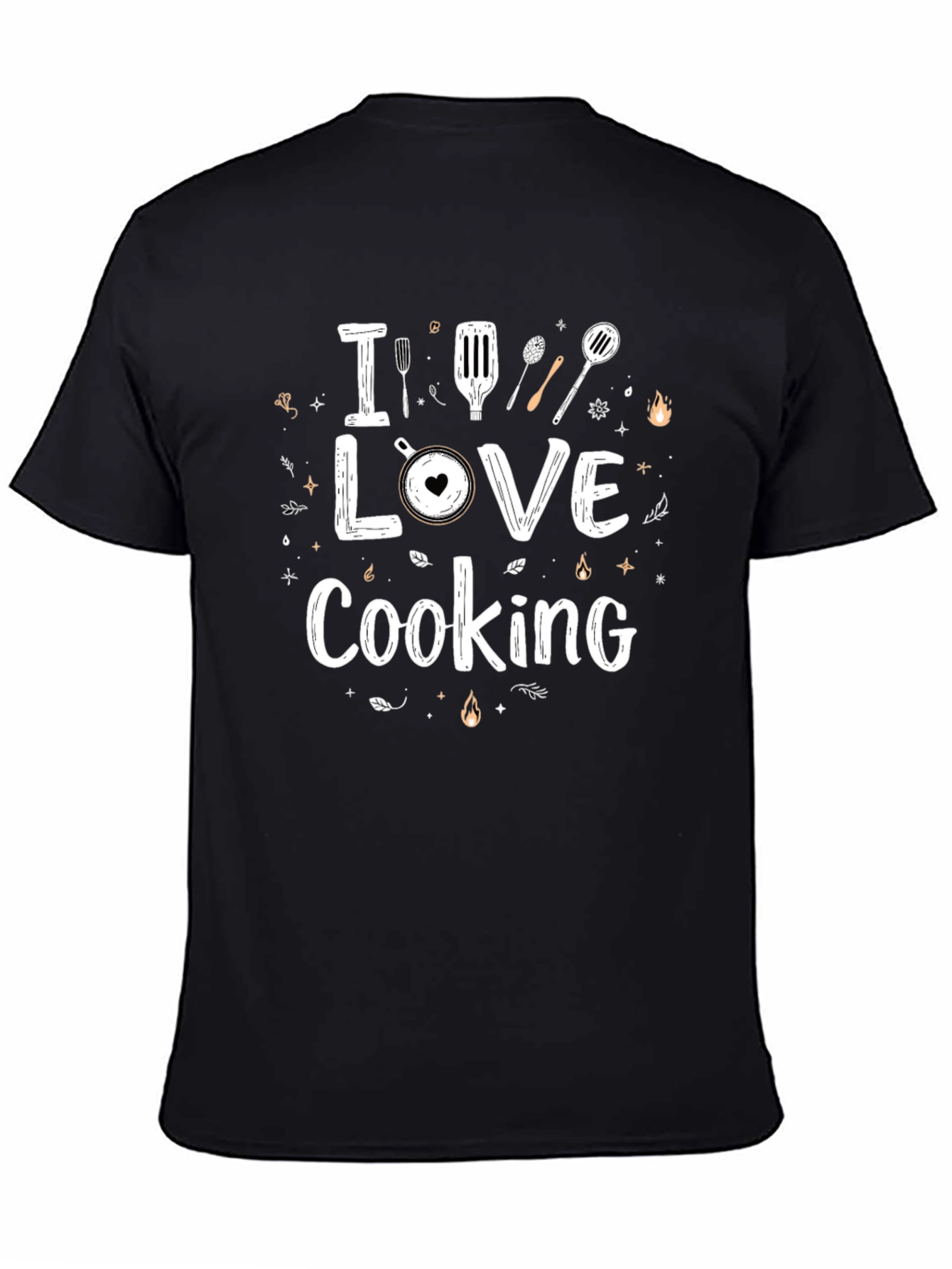 I Love Cooking Black Graphic T-Shirt