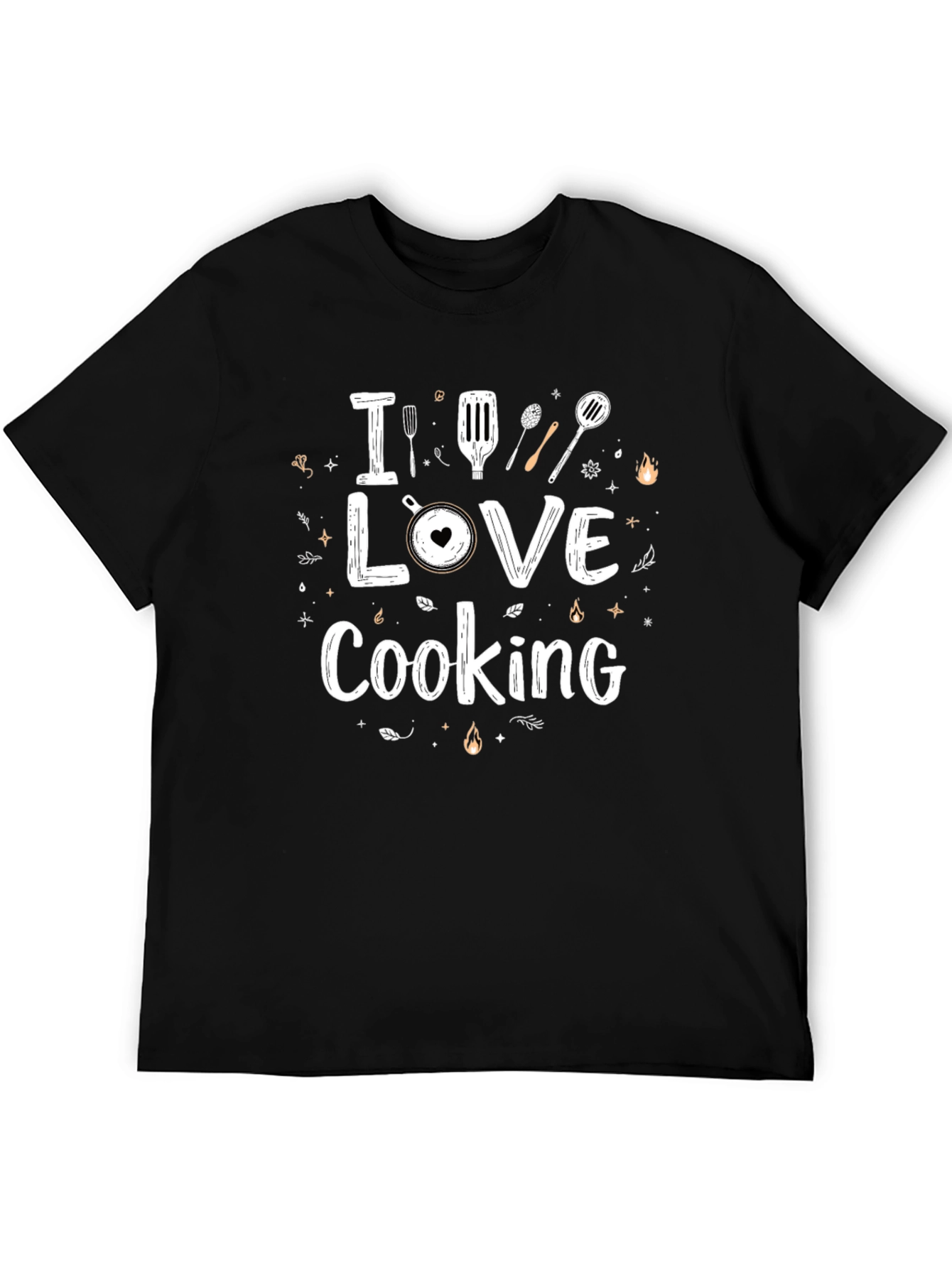 I Love Cooking Black Graphic T-Shirt