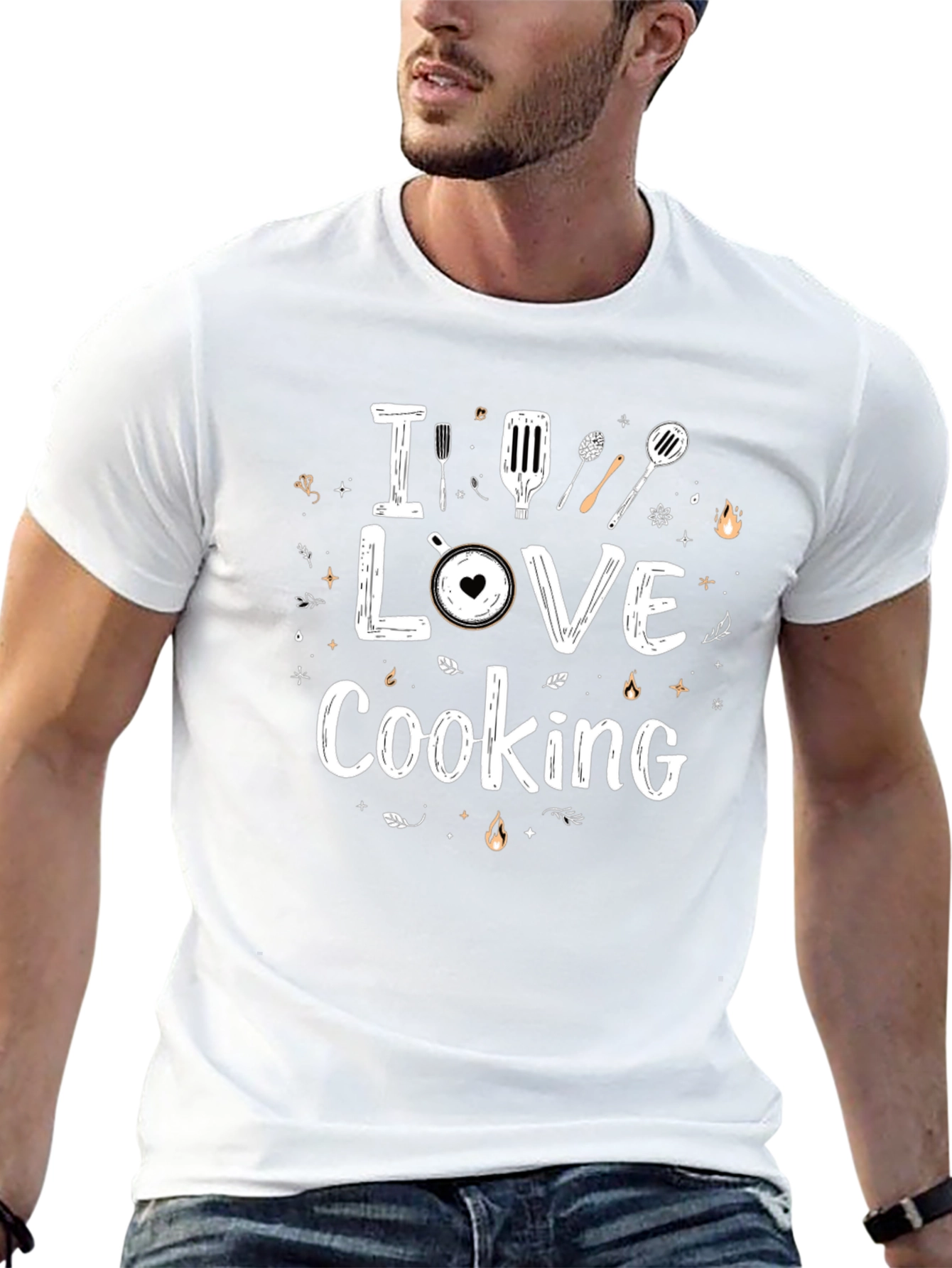 I Love Cooking Black Graphic T-Shirt