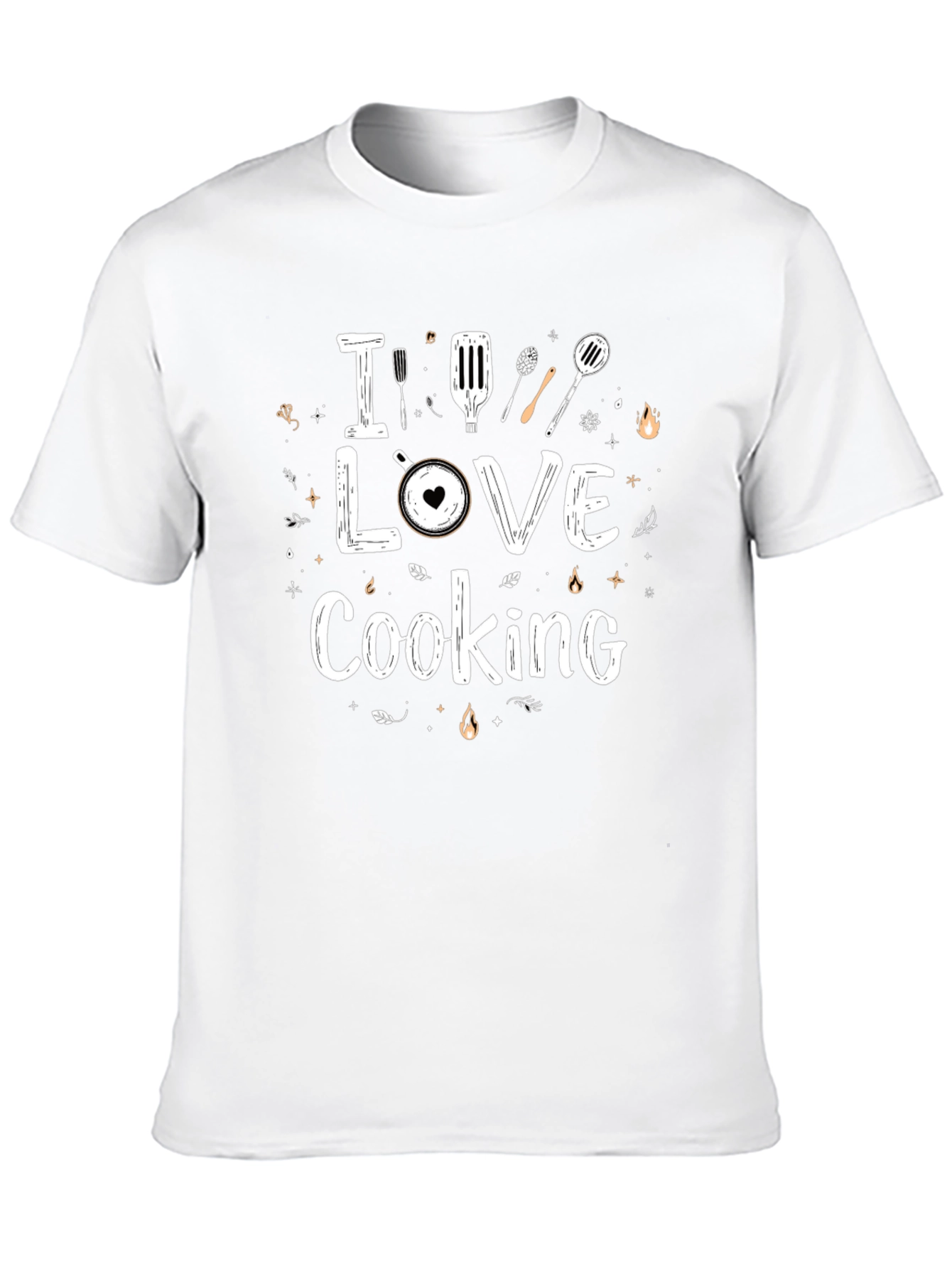 I Love Cooking Black Graphic T-Shirt