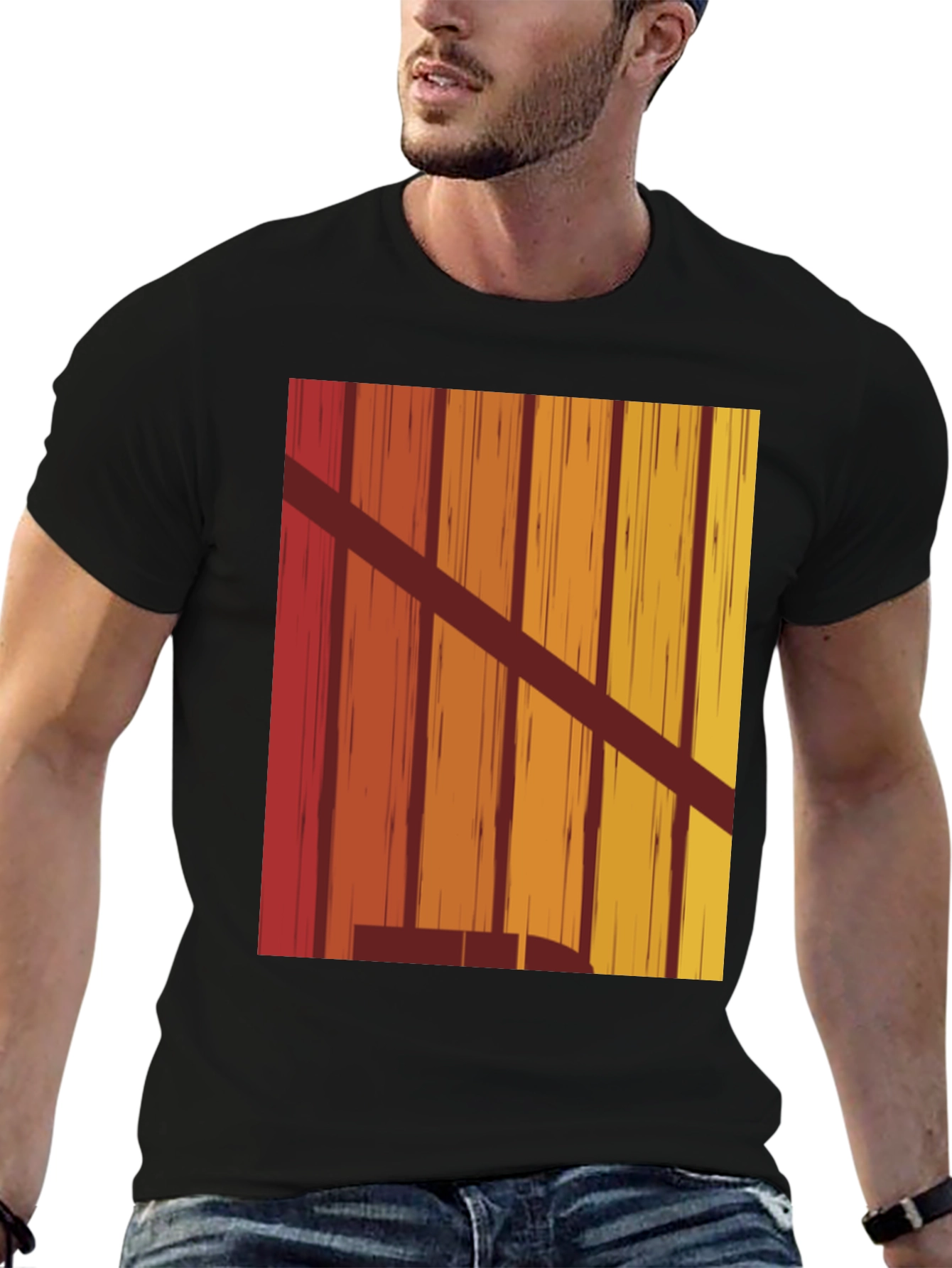Retro Vertical Stripe Graphic Tee