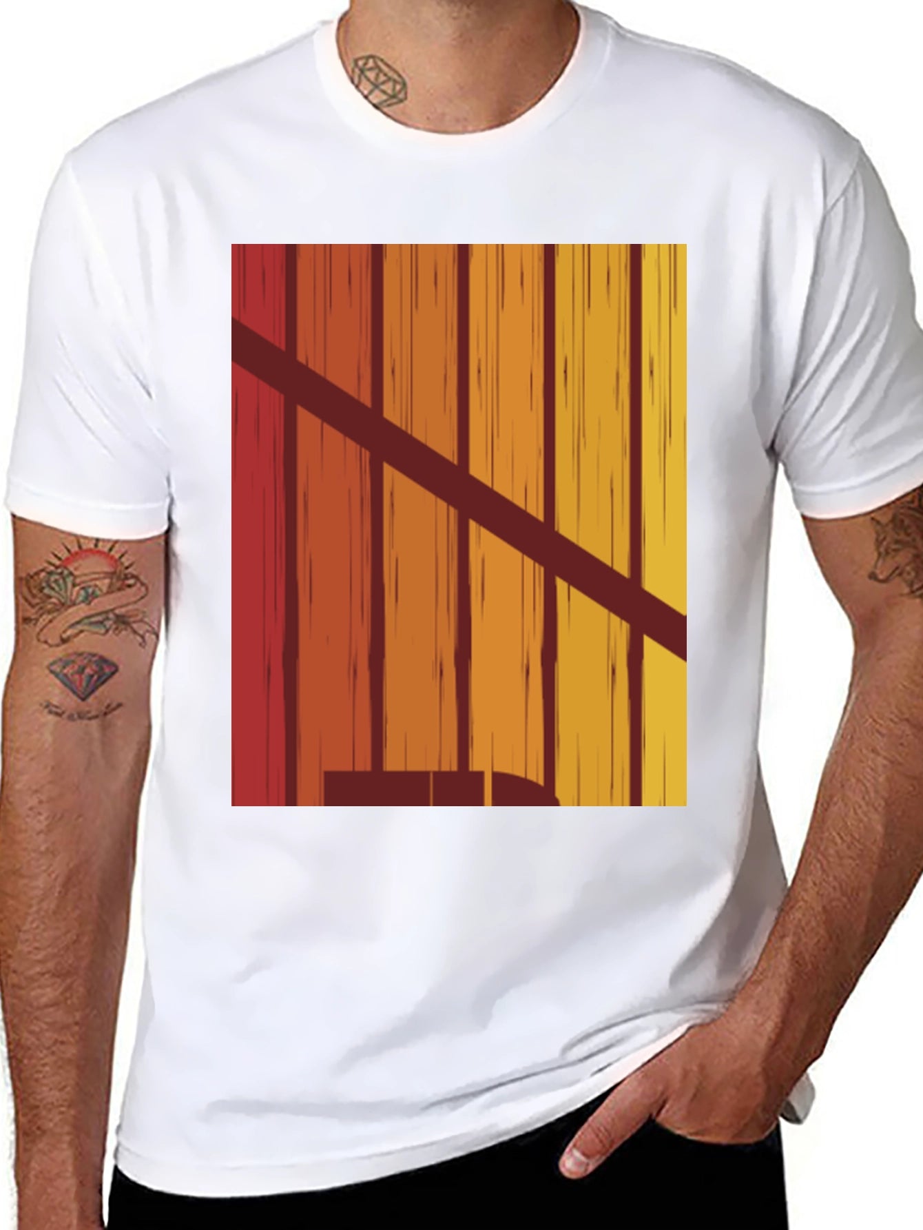 Retro Vertical Stripe Graphic Tee