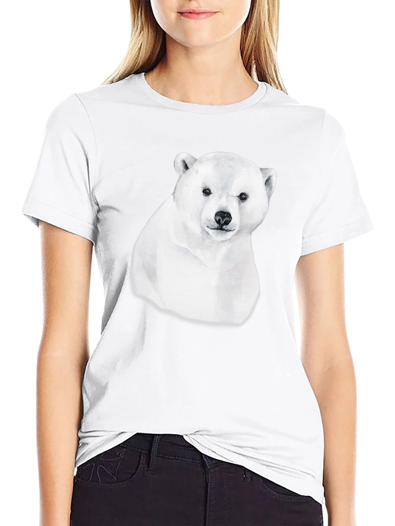 Polar Bear Graphic Tee - Black Cotton Comfort