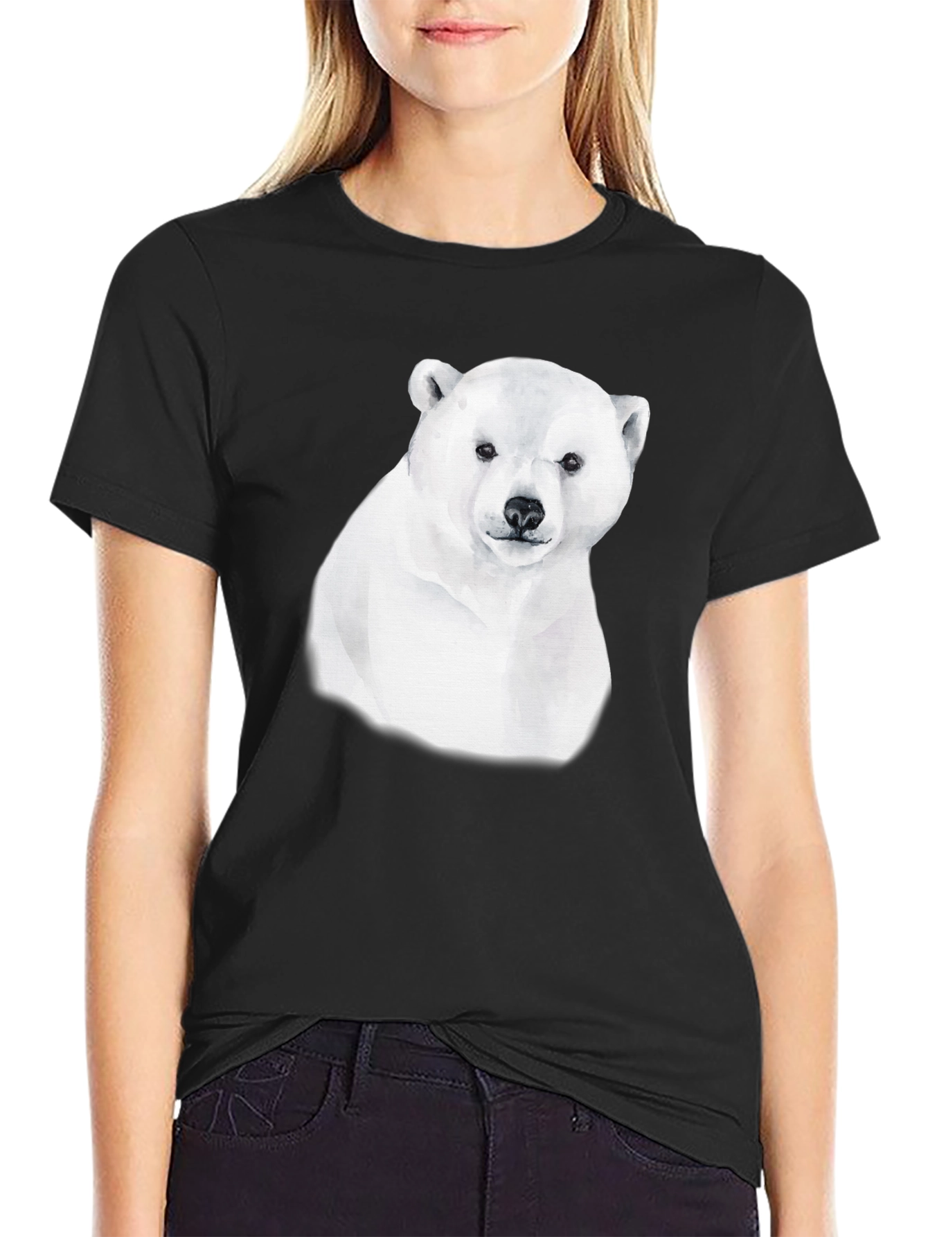 Polar Bear Graphic Tee - Black Cotton Comfort