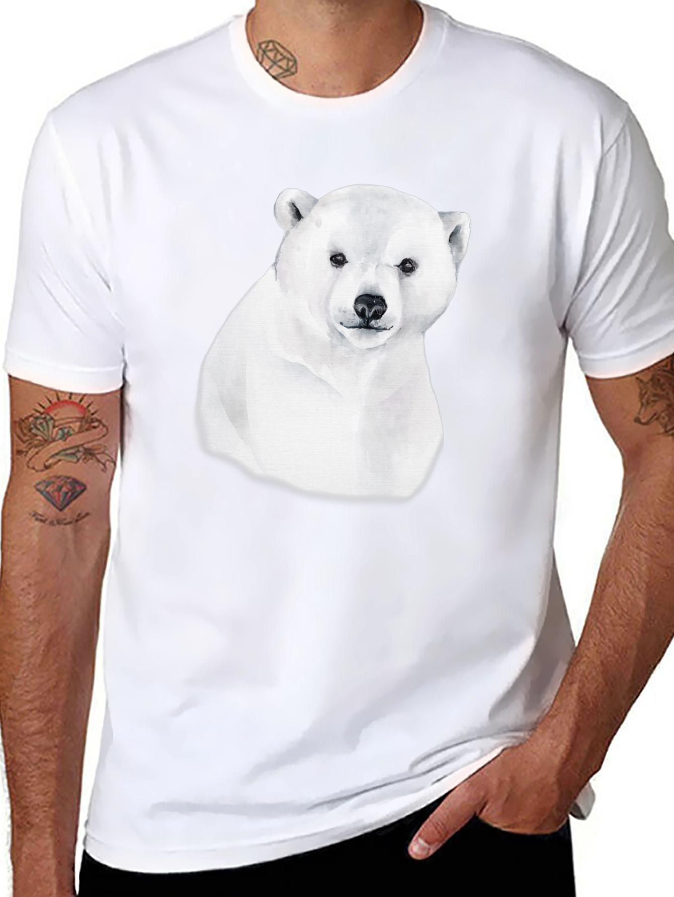 Polar Bear Graphic Tee - Black Cotton Comfort