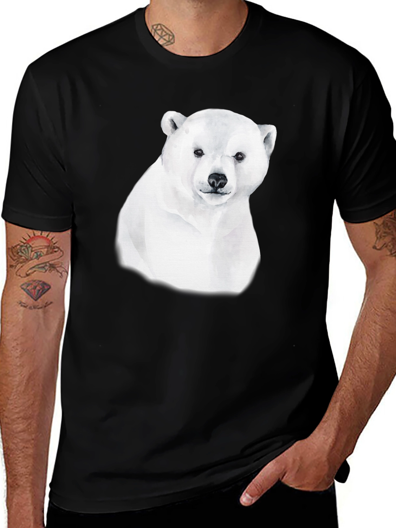 Polar Bear Graphic Tee - Black Cotton Comfort