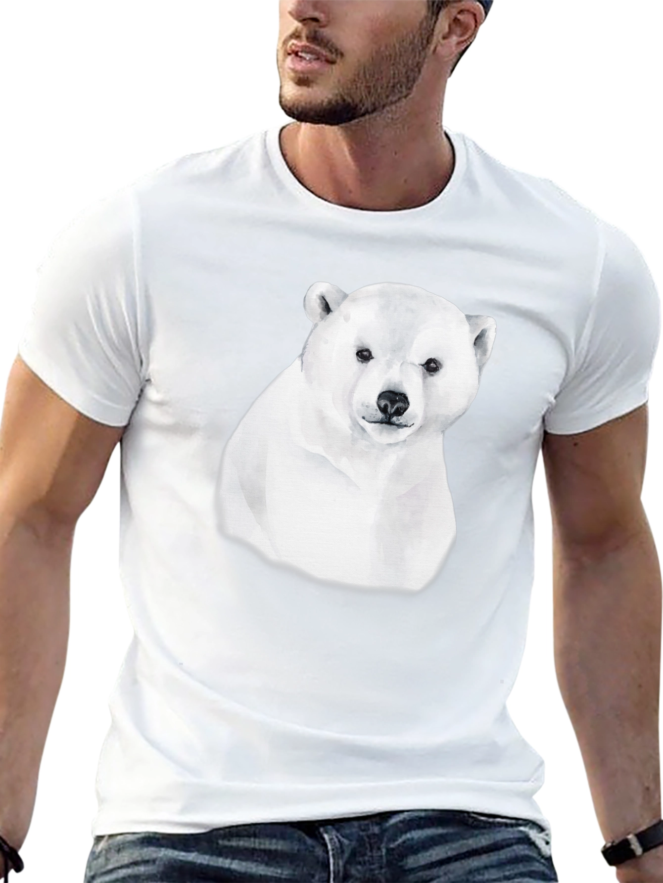 Polar Bear Graphic Tee - Black Cotton Comfort