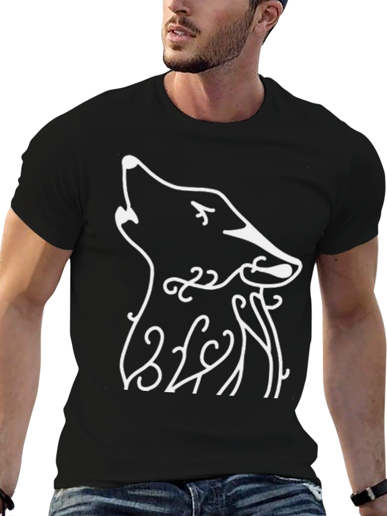 Howling Wolf Graphic Tee - Black
