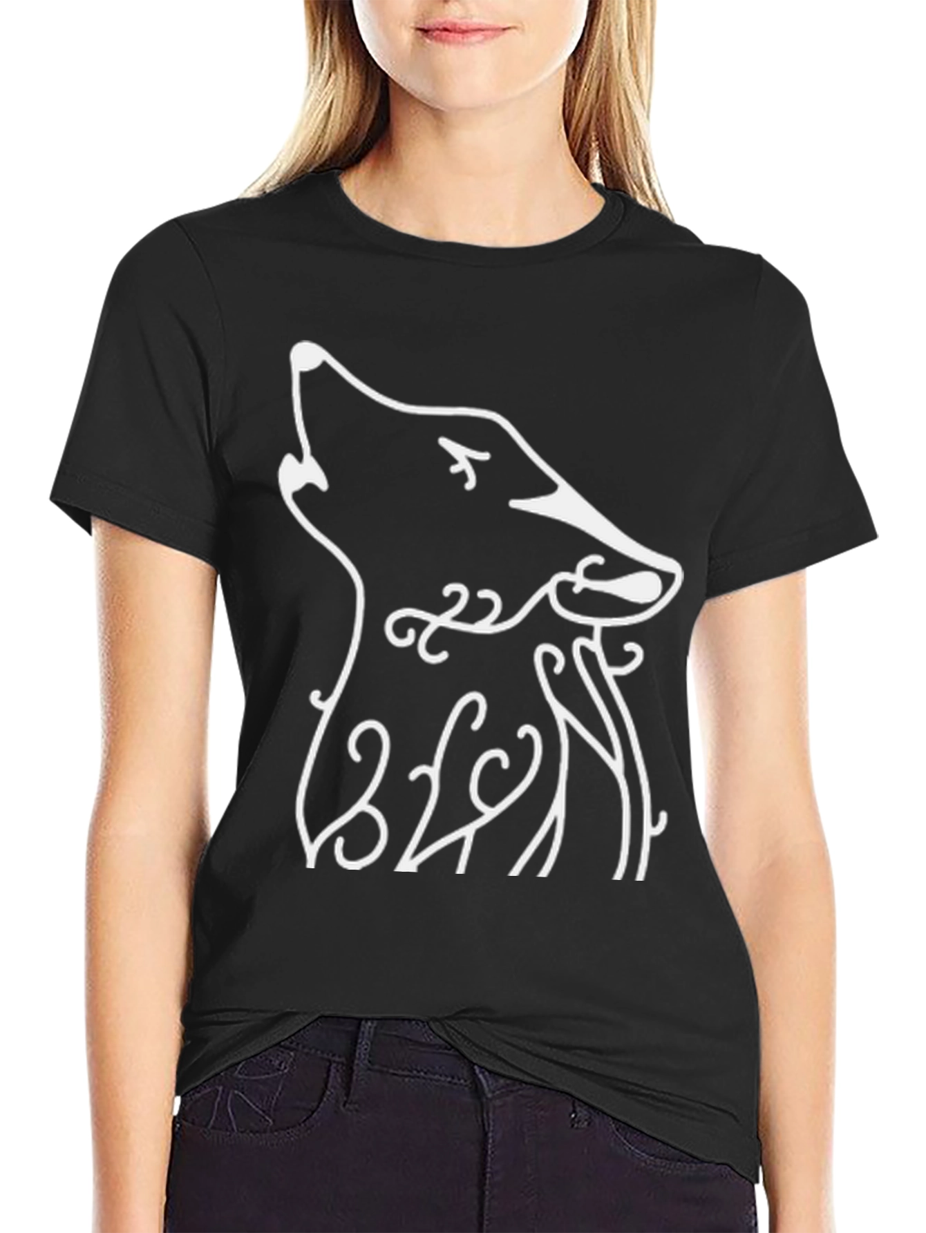 Howling Wolf Graphic Tee - Black