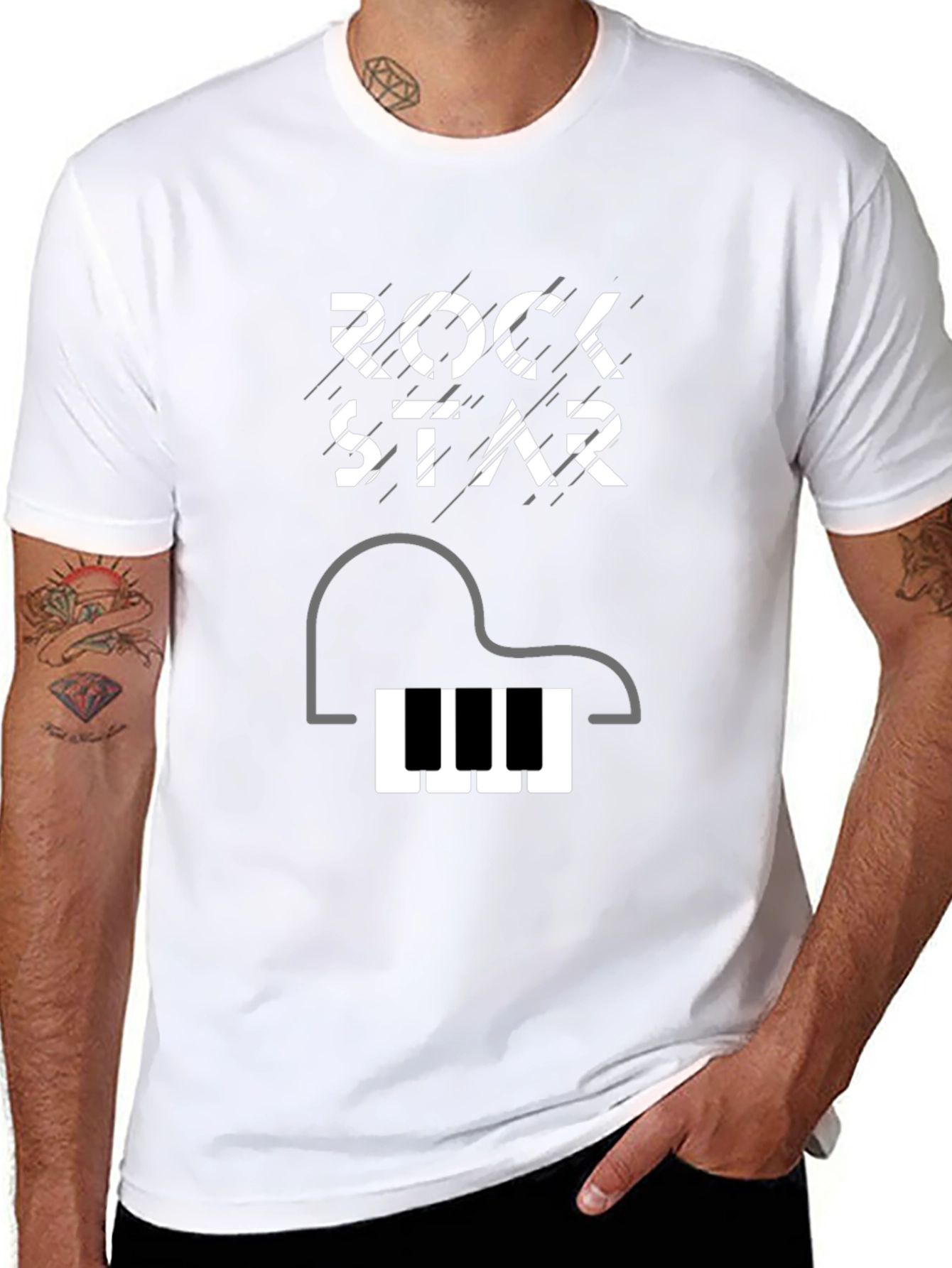 Rockstar Piano Graphic Tee - Black Cotton T-Shirt