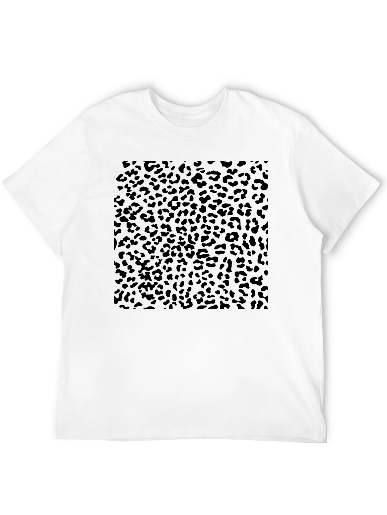 Black Leopard Print Crew Neck Tee