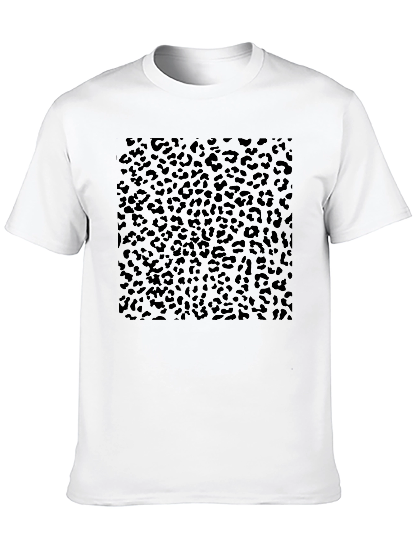 Black Leopard Print Crew Neck Tee