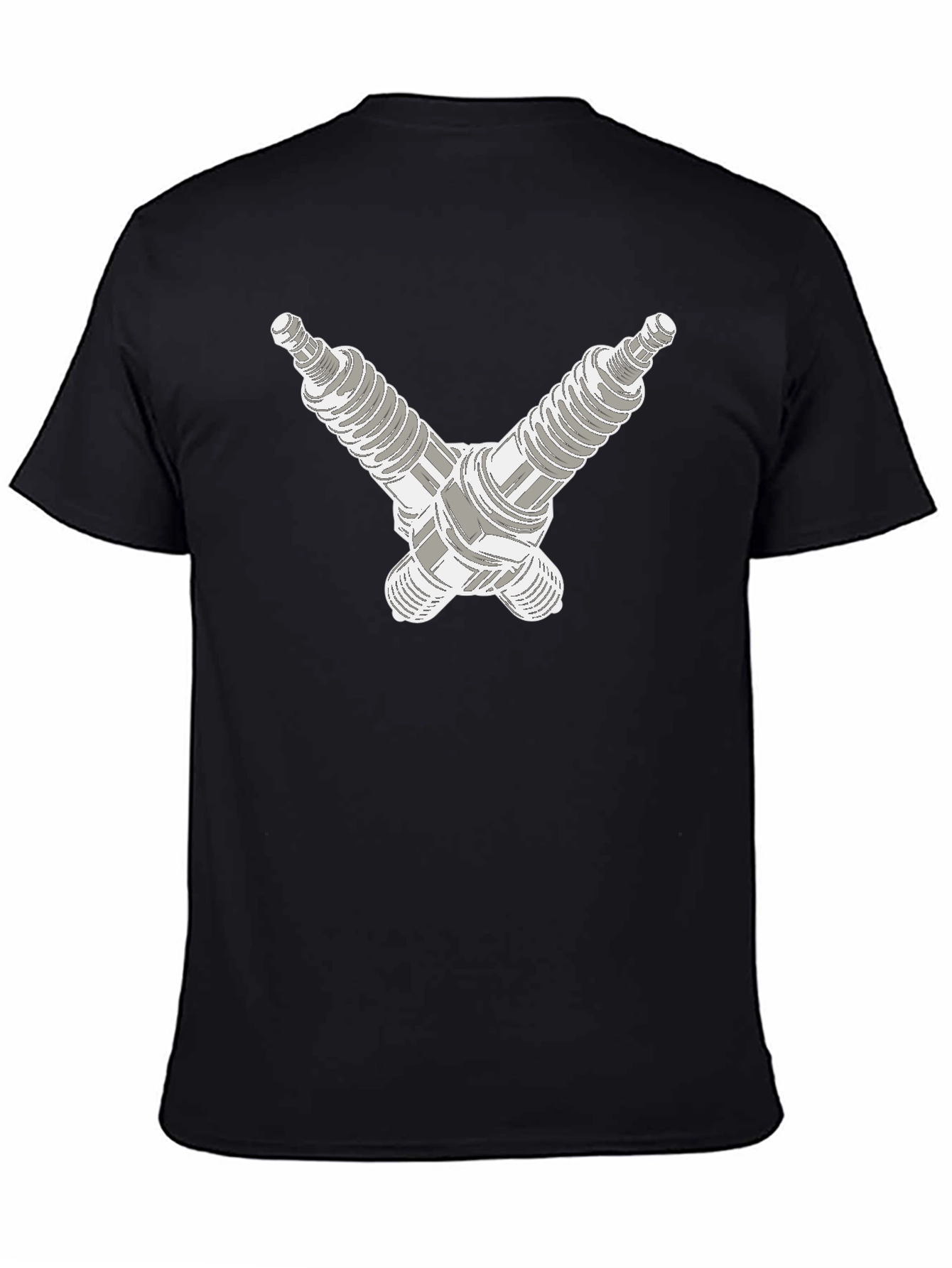 Crossed Spark Plugs Graphic Tee - Black