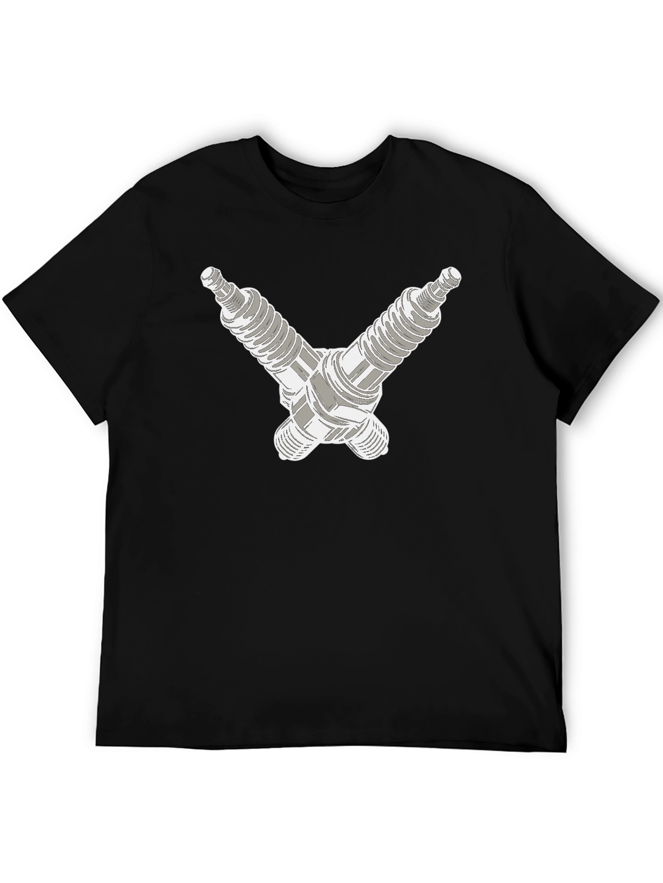 Crossed Spark Plugs Graphic Tee - Black
