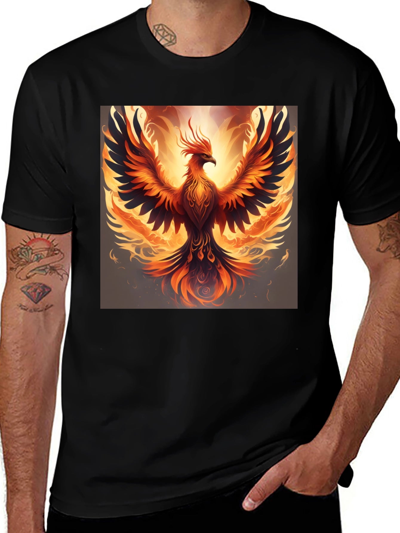 Phoenix Graphic Print Black T-Shirt